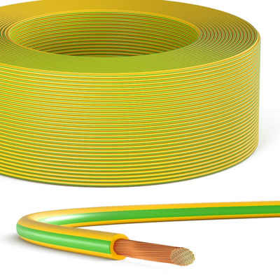HB-DIGITAL PVC Aderleitung H07V-K flexibles Kabel Erdungskabel 6mm2 grün-gelb Solarkabel, (500 cm), PVC-Isoliermantel