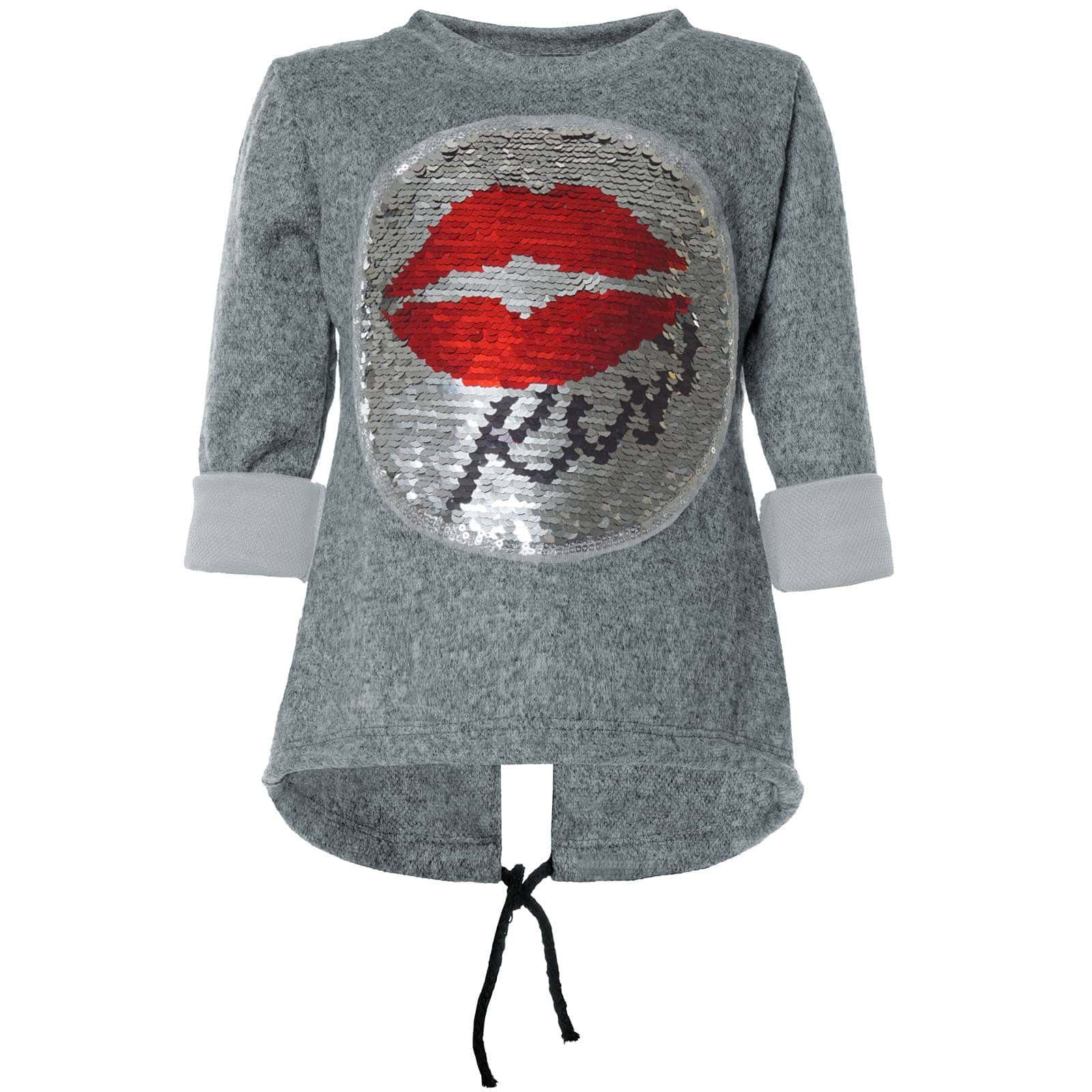 BEZLIT Sweatshirt Mädchen Wende Pailletten Pullover (1-tlg) mit Wendepailletten Grau