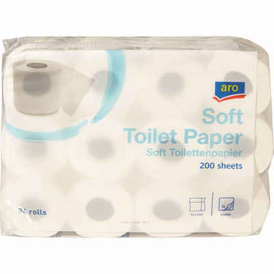ARO Toilettenpapier Toilettenpapier, Tissue-Qualität, 3-lagig, 24 Rollen (24-St), hautfreundlich, weich, saugstark