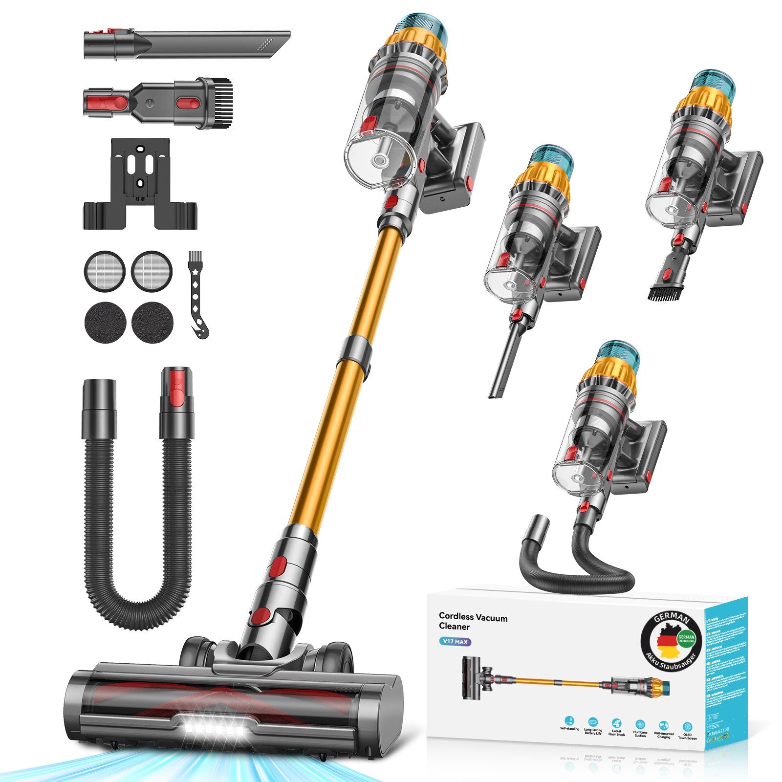 Hand-und Stielstaubsauger 85000Pa Akku-Hand-und Stielstaubsauger 750W/80mins Akku Staubsauger