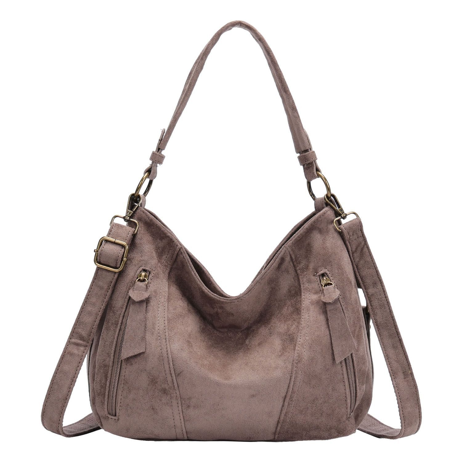ITALYSHOP24 Schultertasche Damen Tasche Shopper Hobo-Bag Crossbody CrossOver, als Handtasche, Umhängetasche, Shopper tragbar