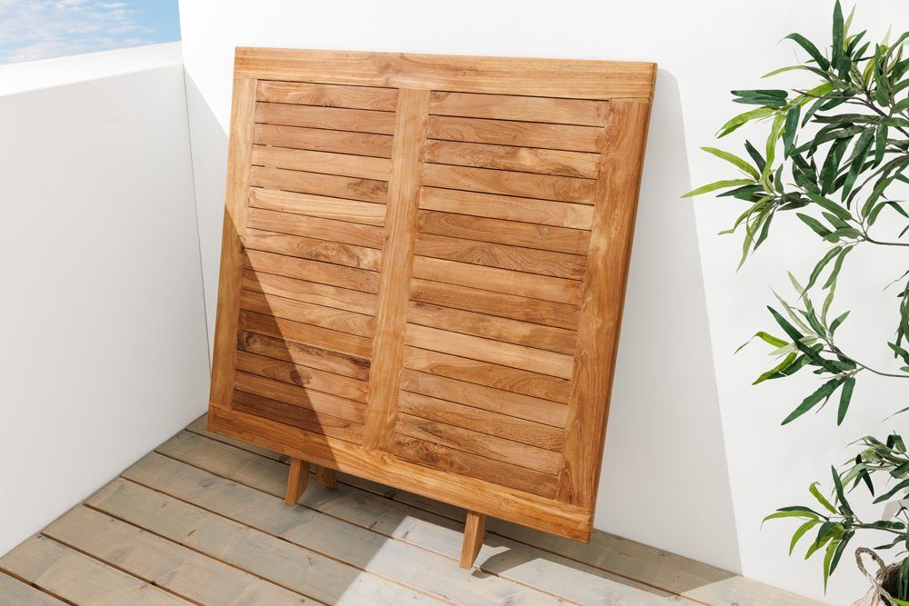 riess-ambiente Gartentisch EMPIRE TEAK 100cm eckig Massivholz Teakholz Balkonmöbel Outdoor · · klappbar 1-St), · · (Einzelartikel, · natur