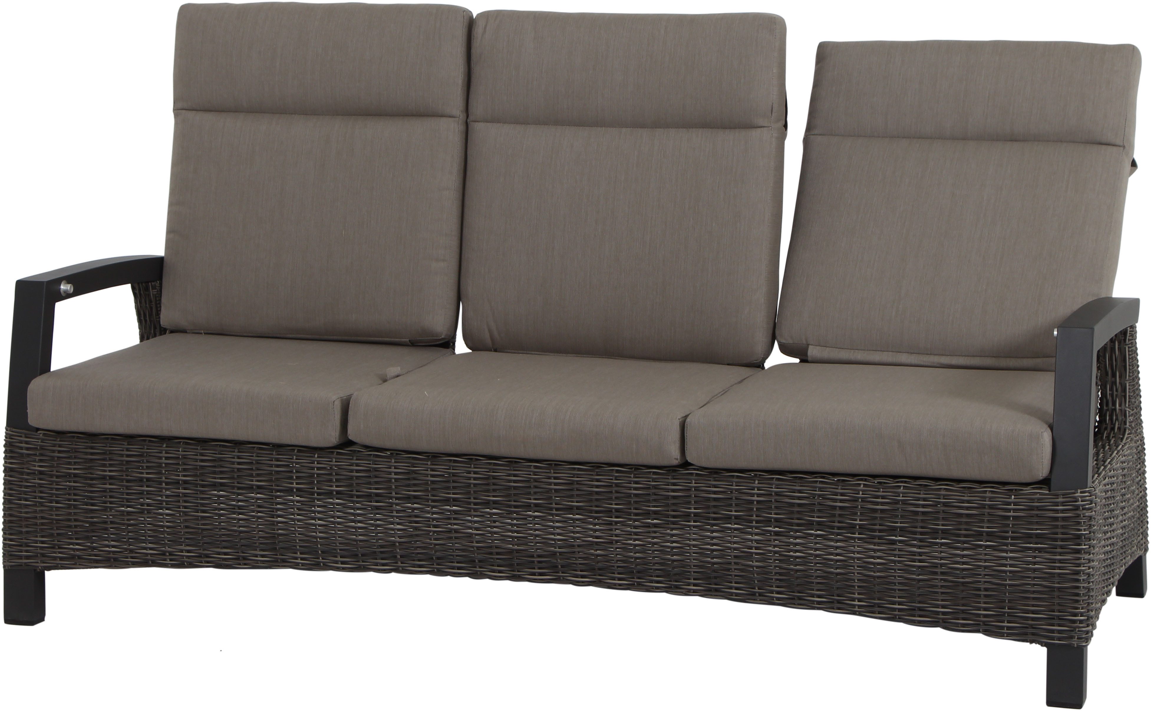 Siena Garden Gartenlounge-Bank CORIDO Lounge 3er Sofa in charcoal grey, Gestell Alu matt anthrazit, mit Sitz- u. Rückenkissen taupe meliert
