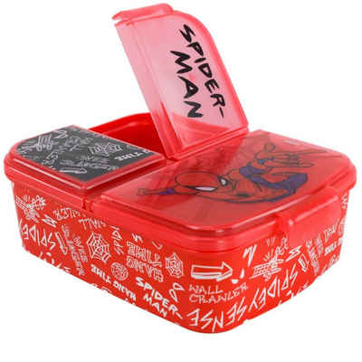 Stor Lunchbox Marvel Spiderman Urban Web Brotdose in Rot 3 Fächer mit Deckel, Kunststoff, authentisches Design
