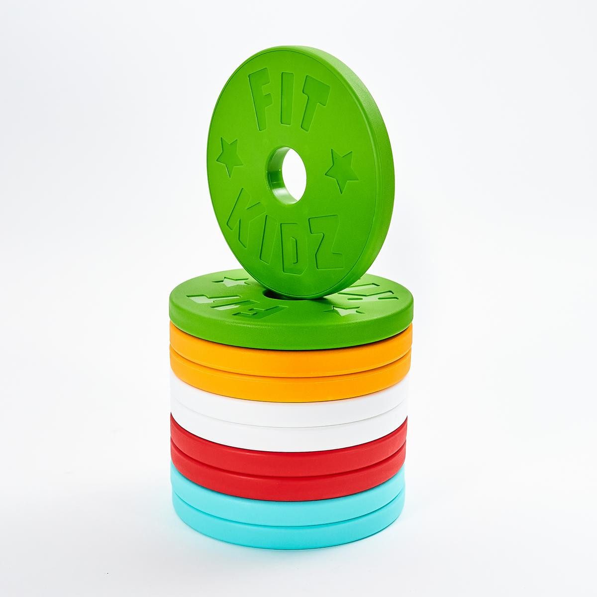 FitKidz Hantelscheiben Kinder Hantelscheiben Bumper Plates Spielzeug Geschenkidee, (Packung, jeweils 2 Plates)