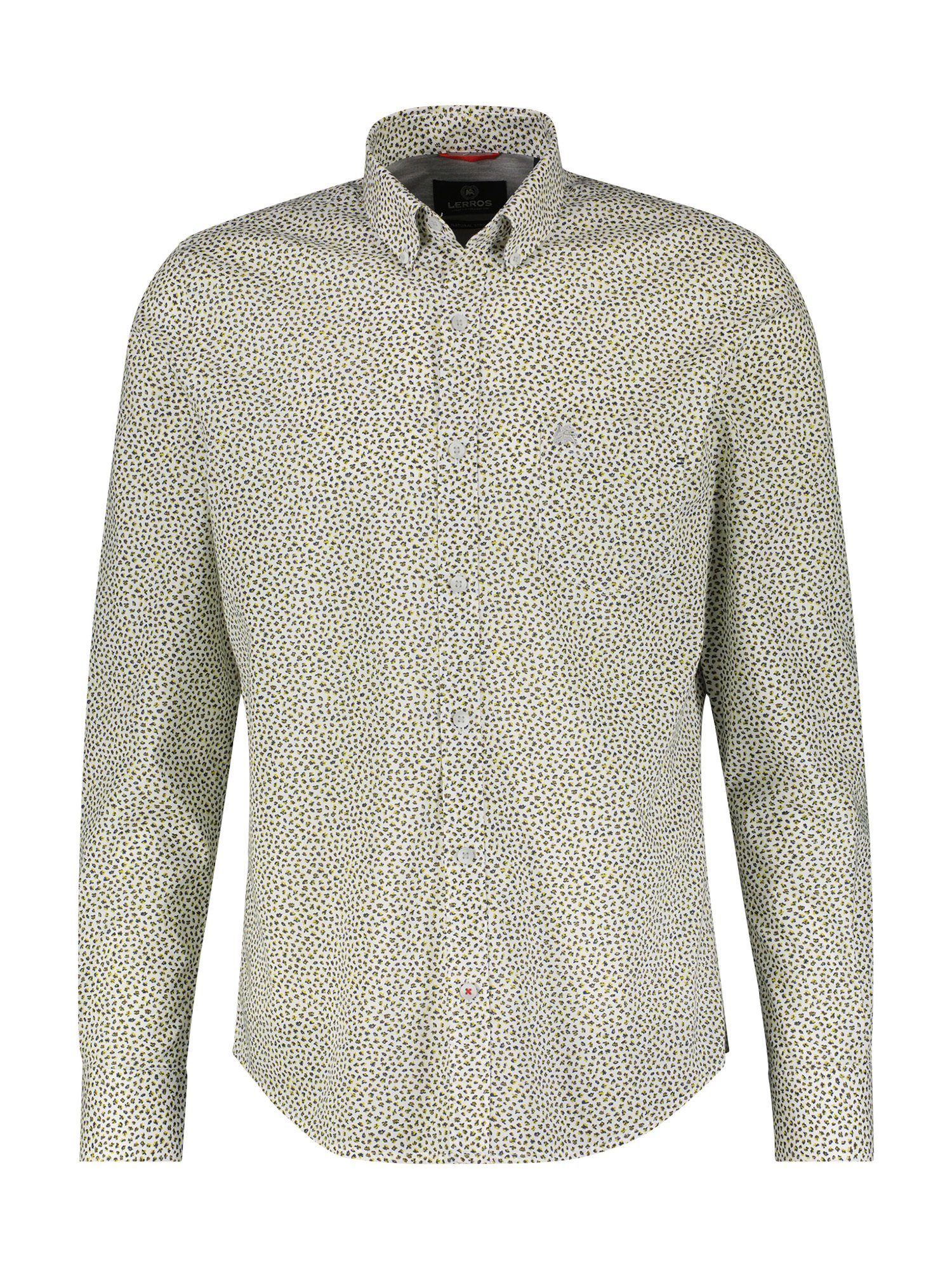 LERROS Langarmhemd LERROS Poplinhemd mit AOP, Stretchanteil
