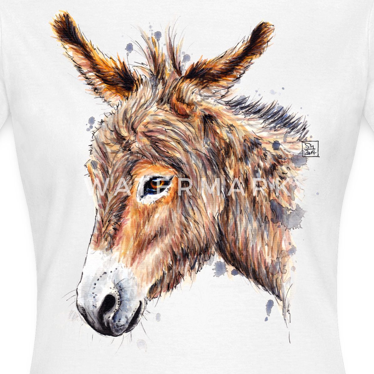 Spreadshirt T-Shirt Esel Profil Kopf Aquarell Frauen T-Shirt (1-tlg) günstig online kaufen