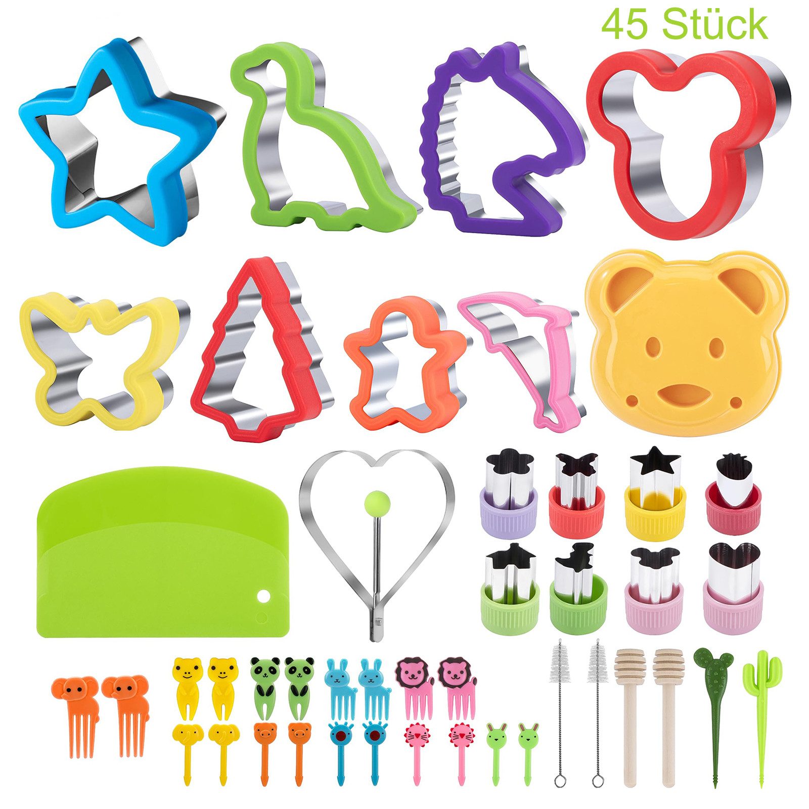 Ausstechform 45-St Multifunktional Ausstechformen Kinder Set Brot gemüse Ausstecher