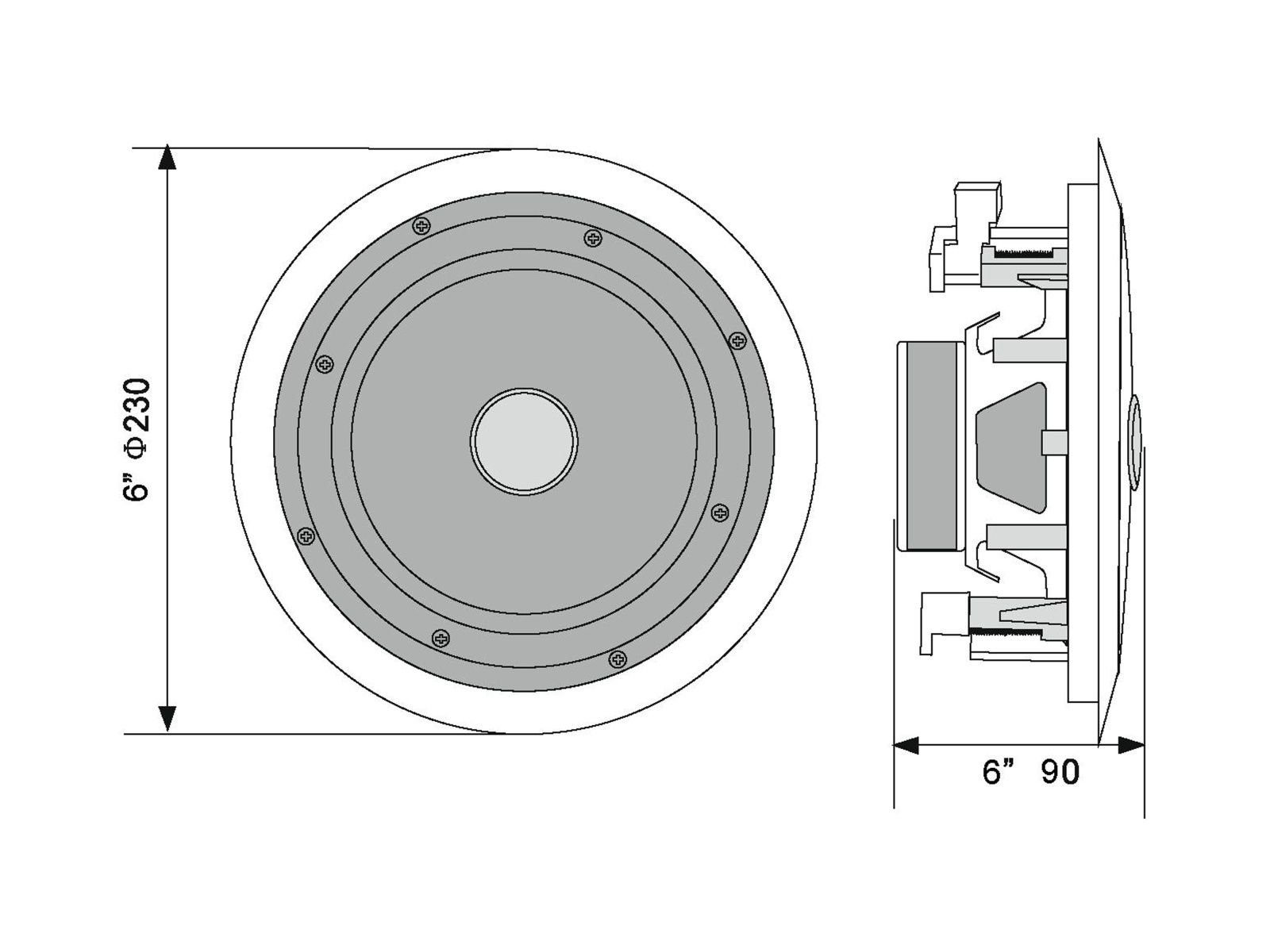 Omnitronic OMNITRONIC Deckeneinbaulautsprecher CST-6, 40 Lautsprecher W