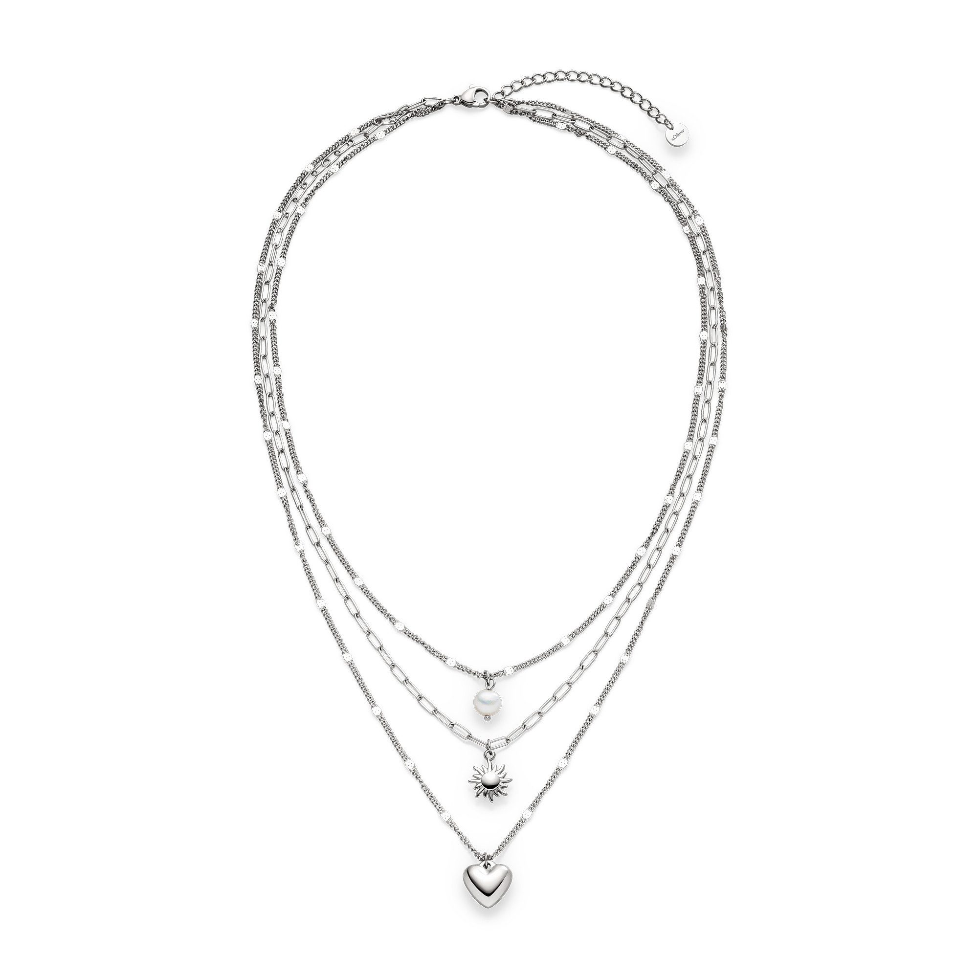 s.Oliver Kette mit Anhänger Summer Charms, Herz und Sonne, mit Perle (imitiert)