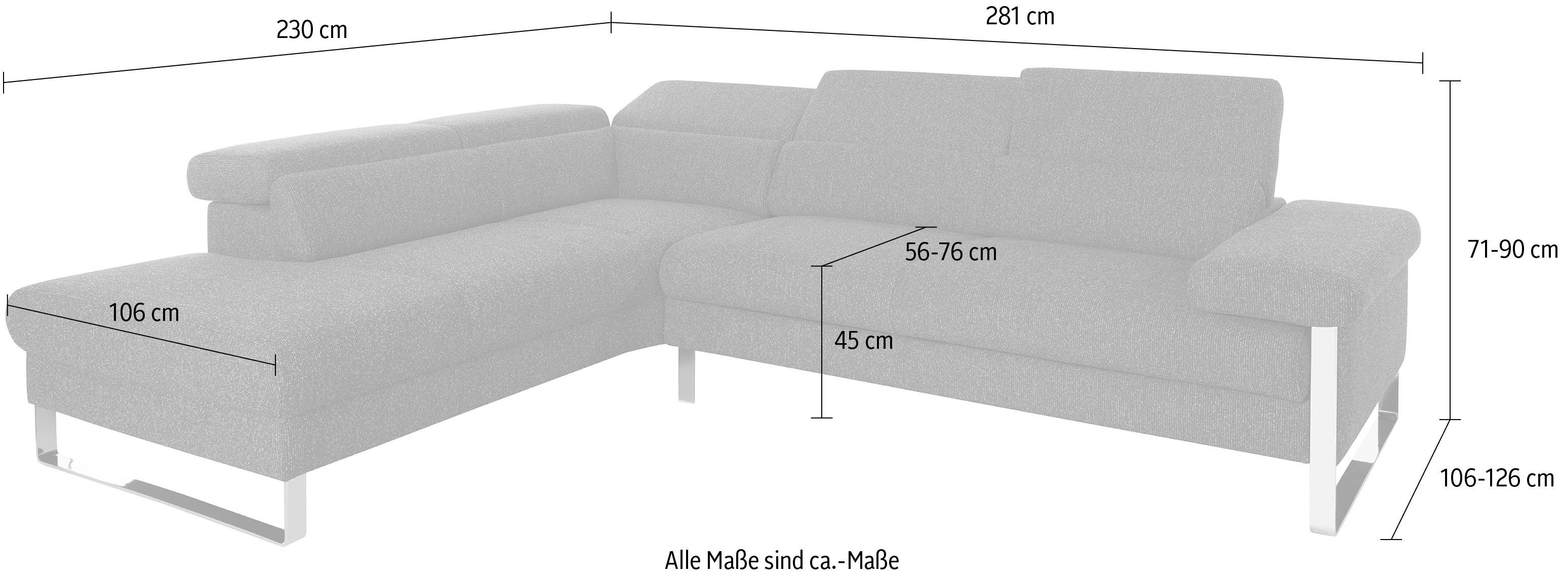 281 Fußgestell German Breite Nussbaum cm Design natur, 2016, Award finn, W.SCHILLIG Ecksofa