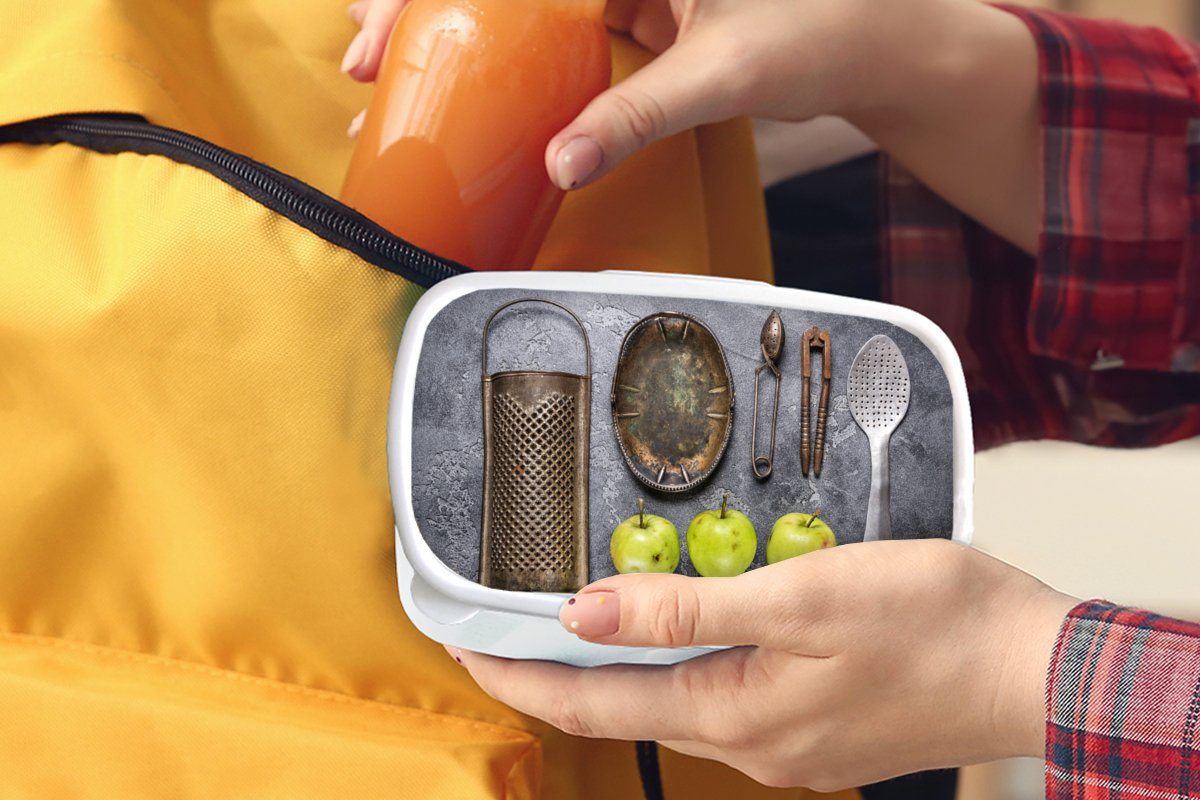 MuchoWow Brotbox für Mädchen Küchenutensilien für Erwachsene, (2-tlg), Jungs weiß und - Kinder und Küchengeräte, - Brotdose, Kunststoff, Apfel Lunchbox