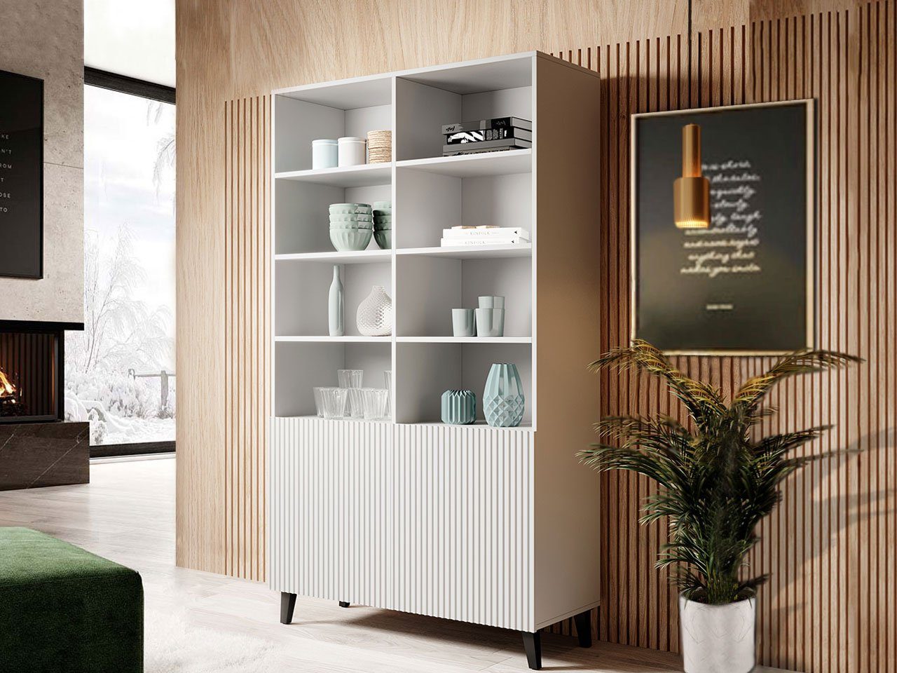 MIRJAN24 Regal Pafos 100, mit 2 Drehtüren, Griffloses Öffnungssystem push to open