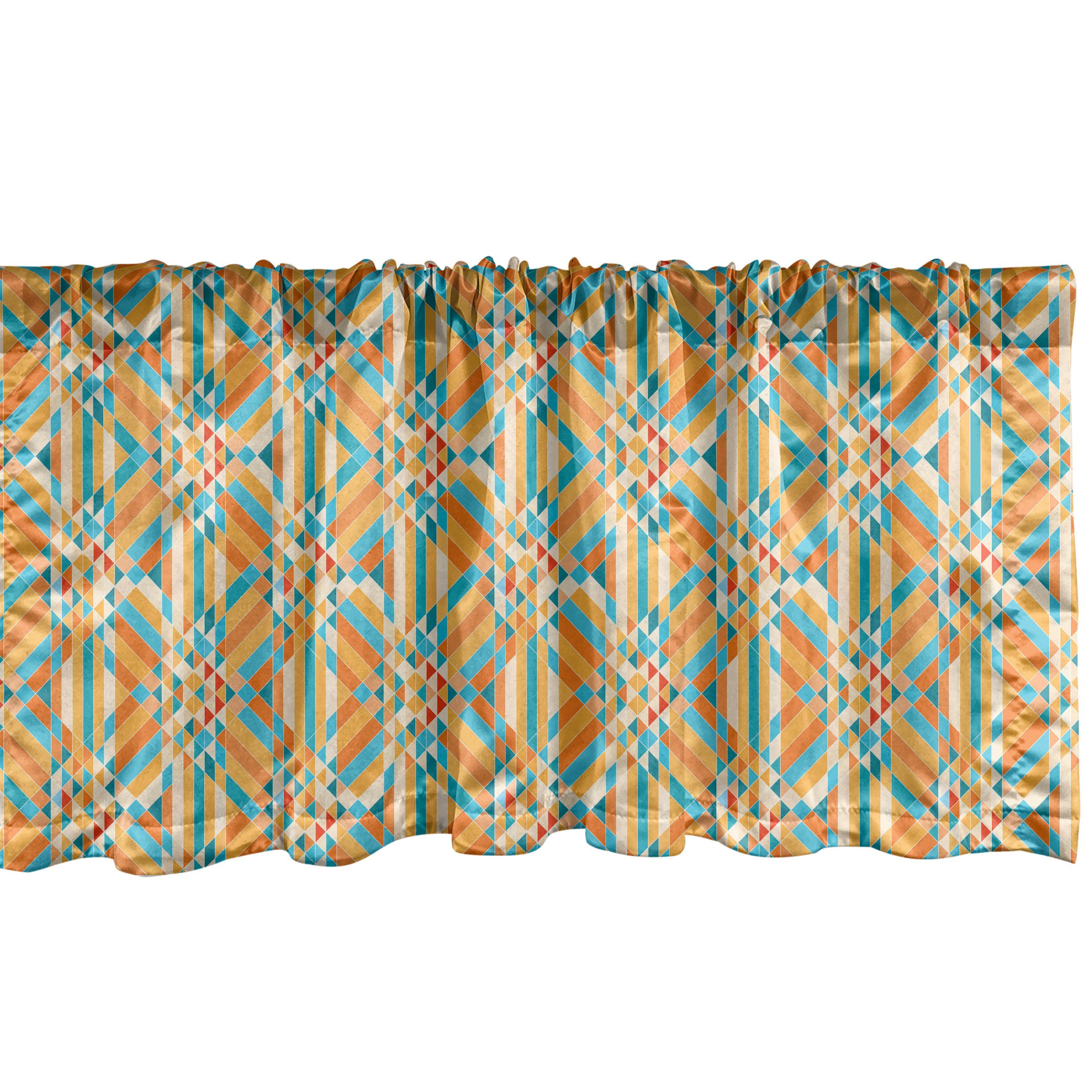 Scheibengardine Vorhang Volant für Küche Schlafzimmer Dekor mit Stangentasche, Abakuhaus, Microfaser, Bunt Streifen und Triangles
