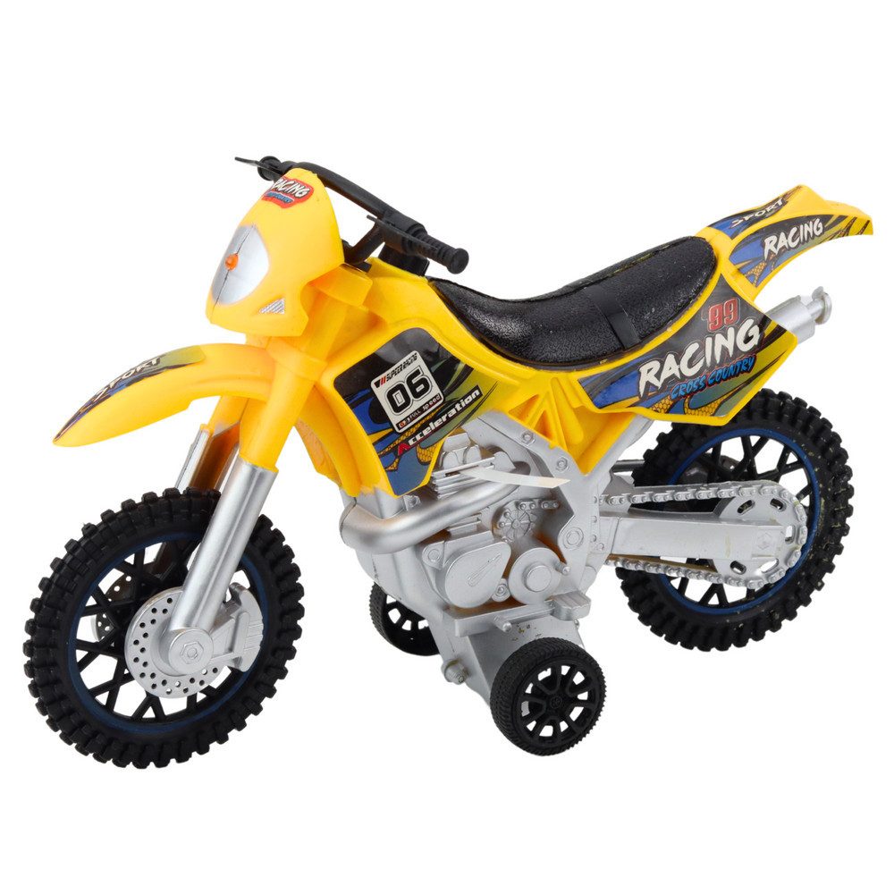 LEAN TOYS Spielzeug-Motorrad Geländemaschine Rennmaschine Kindermotorrad, (Spar-Set, 1-tlg., 27 x 16,5 x 9,5 cm robust), Licht- & Geräuscheffekte, Geländereifen, 27 cm