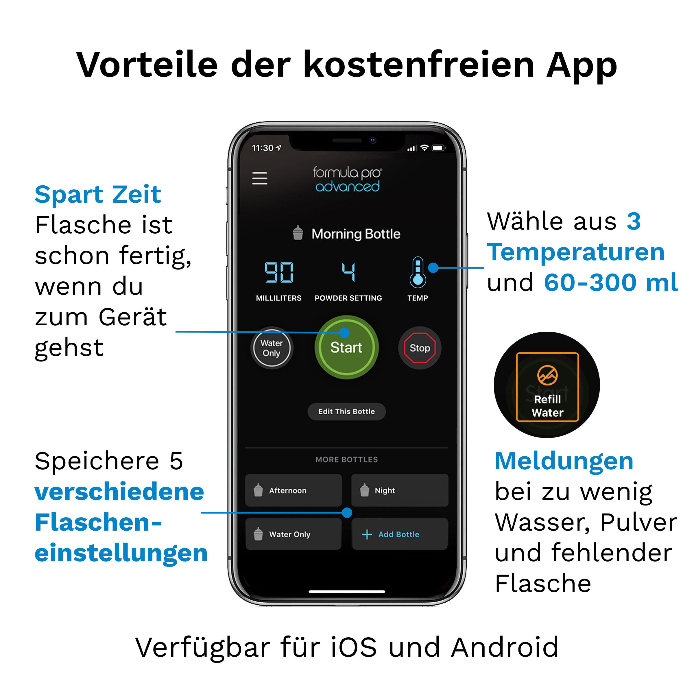 Baby Brezza Babyflaschenwärmer Formula Pro Advanced WiFi Flaschenzubereiter, via App steuerbar – Bild 5 von 5