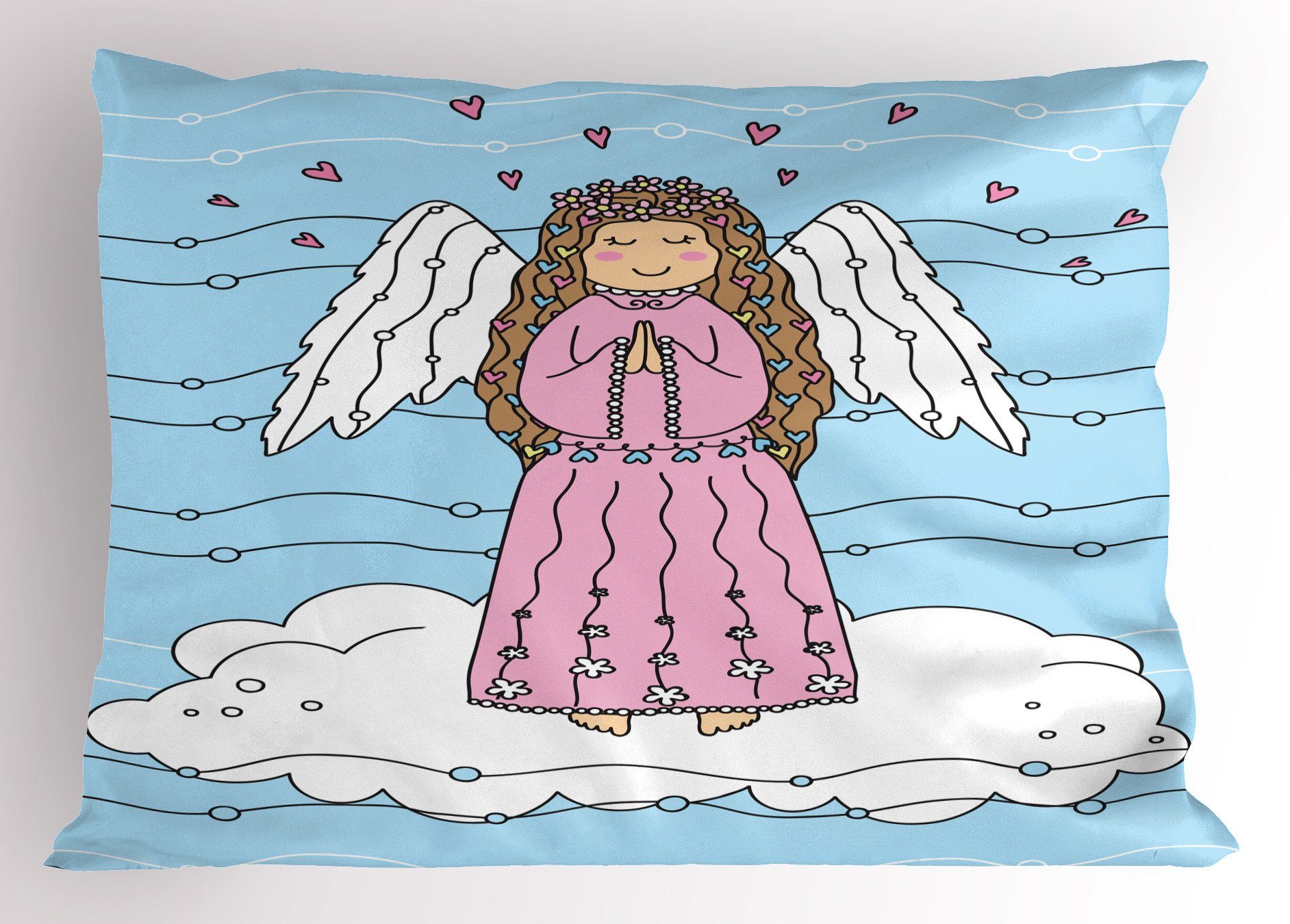 Kissenbezüge Dekorativer Standard King angel Gedruckter Wings Abakuhaus Doodle Kissenbezug, Wolke auf Stück), Size Mädchen (1