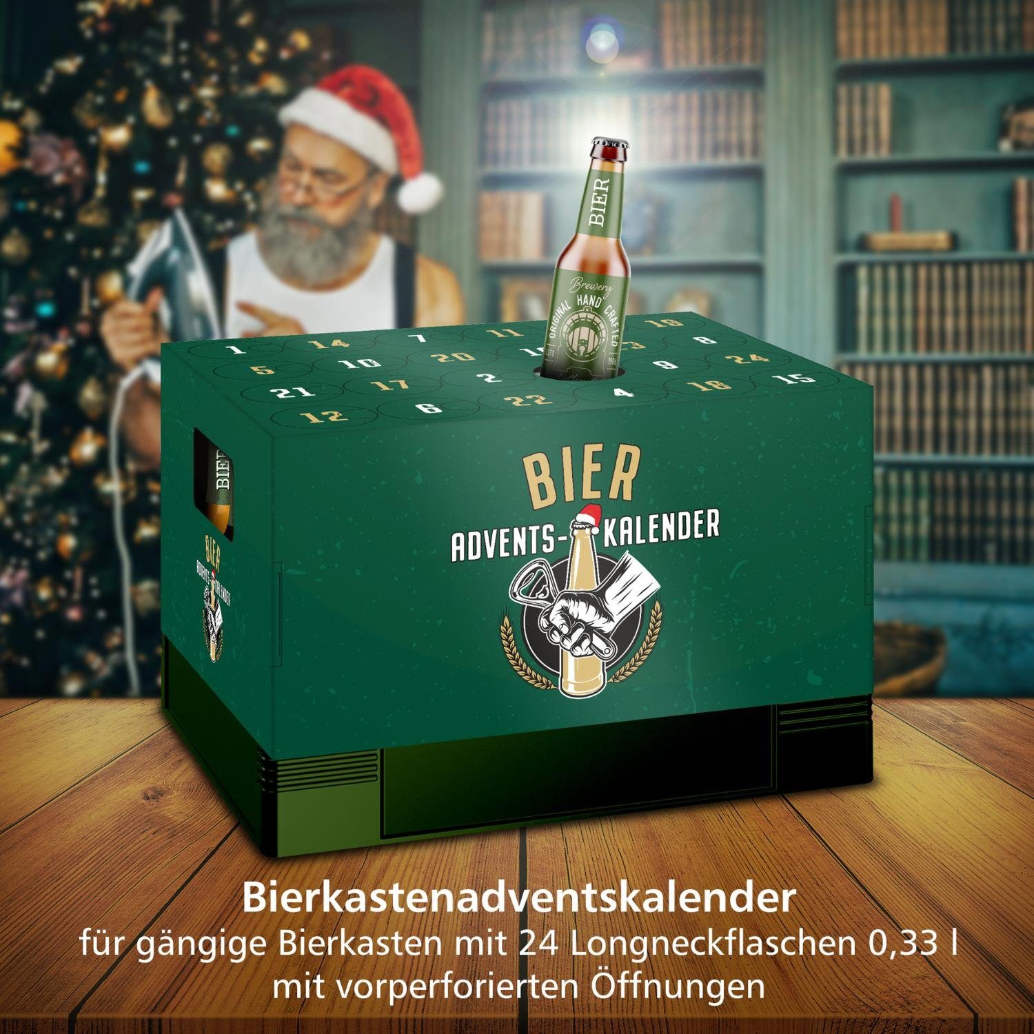 (Motiv Geschenkpapier Bierkasten gold klassisch weiß für itenga itenga grün Adventskalender