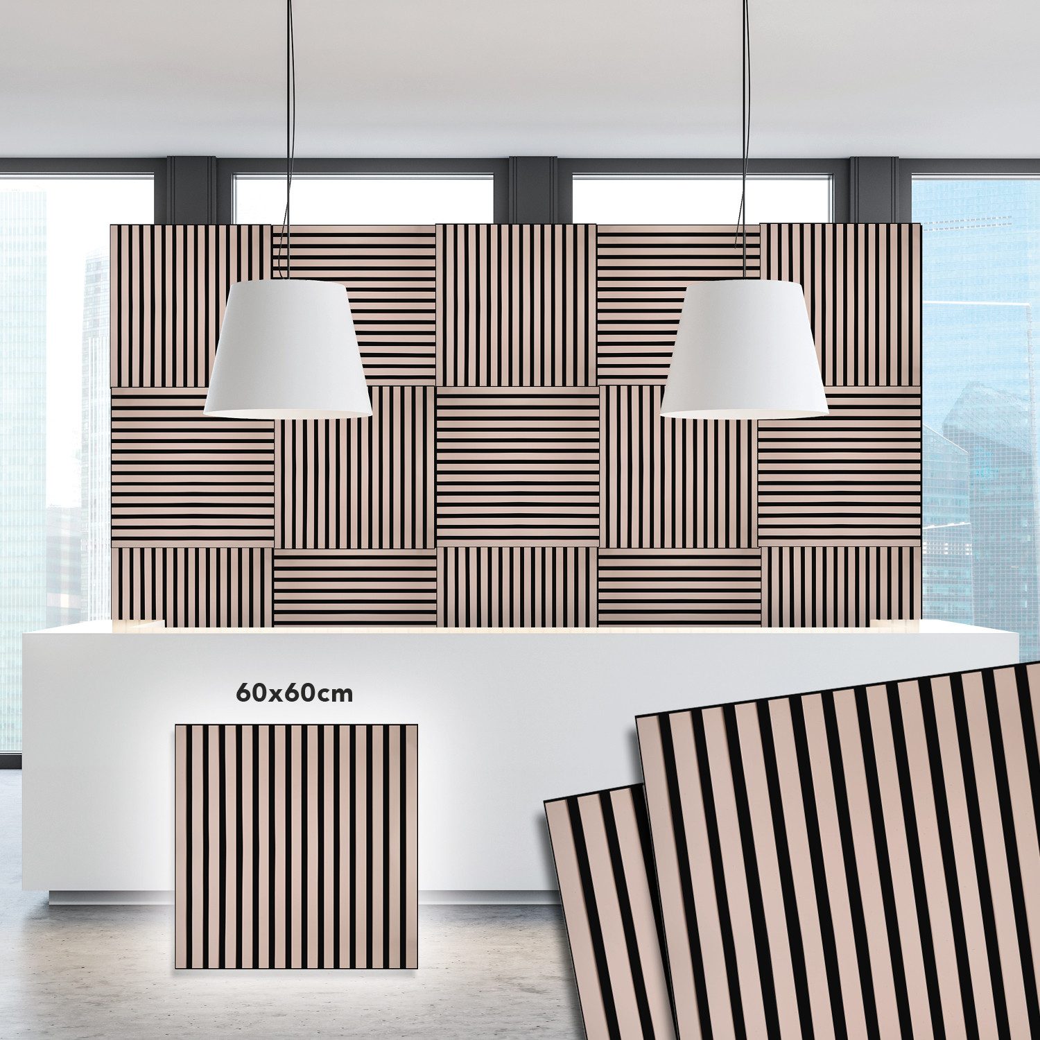 LP projekt Akustikplatte Effektive Wandpaneele für ruhige Räume & moderne Raumgestaltung, (1-St., Verfügbar in Breiten 120–300 cm und Längen 40/60 cm), Schallabsorbierende Wandverkleidung für Home Office & Wohnzimmer