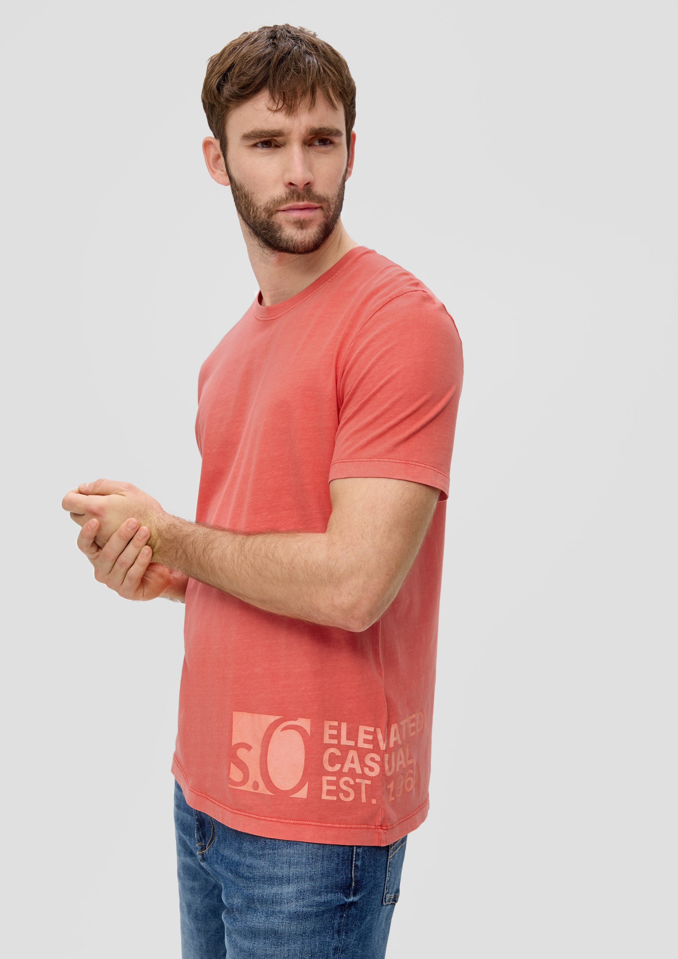 s.Oliver Kurzarmshirt T-Shirt T-Shirt mit Label-Print