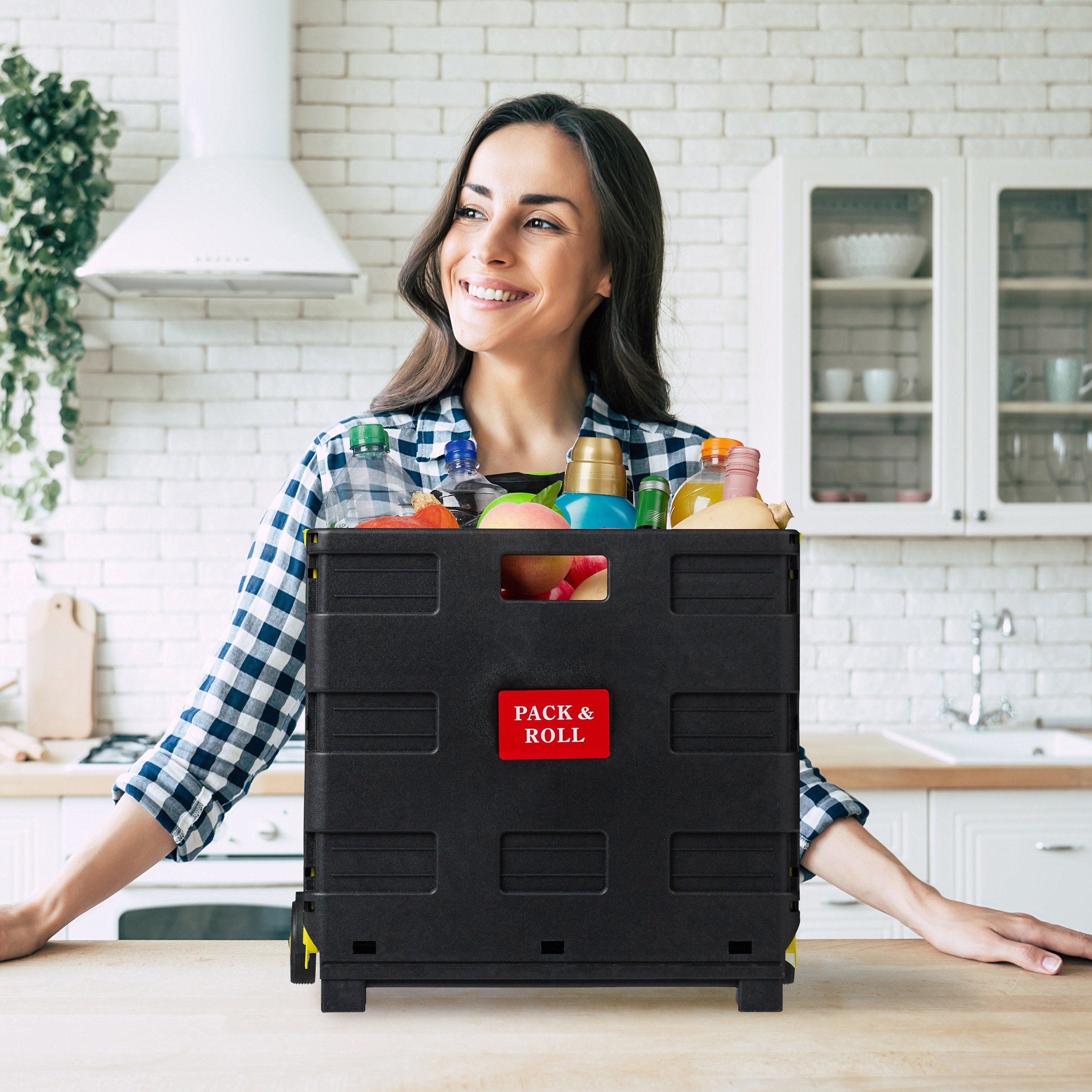 relaxdays Einkaufstrolley klappbar, gelb günstig online kaufen