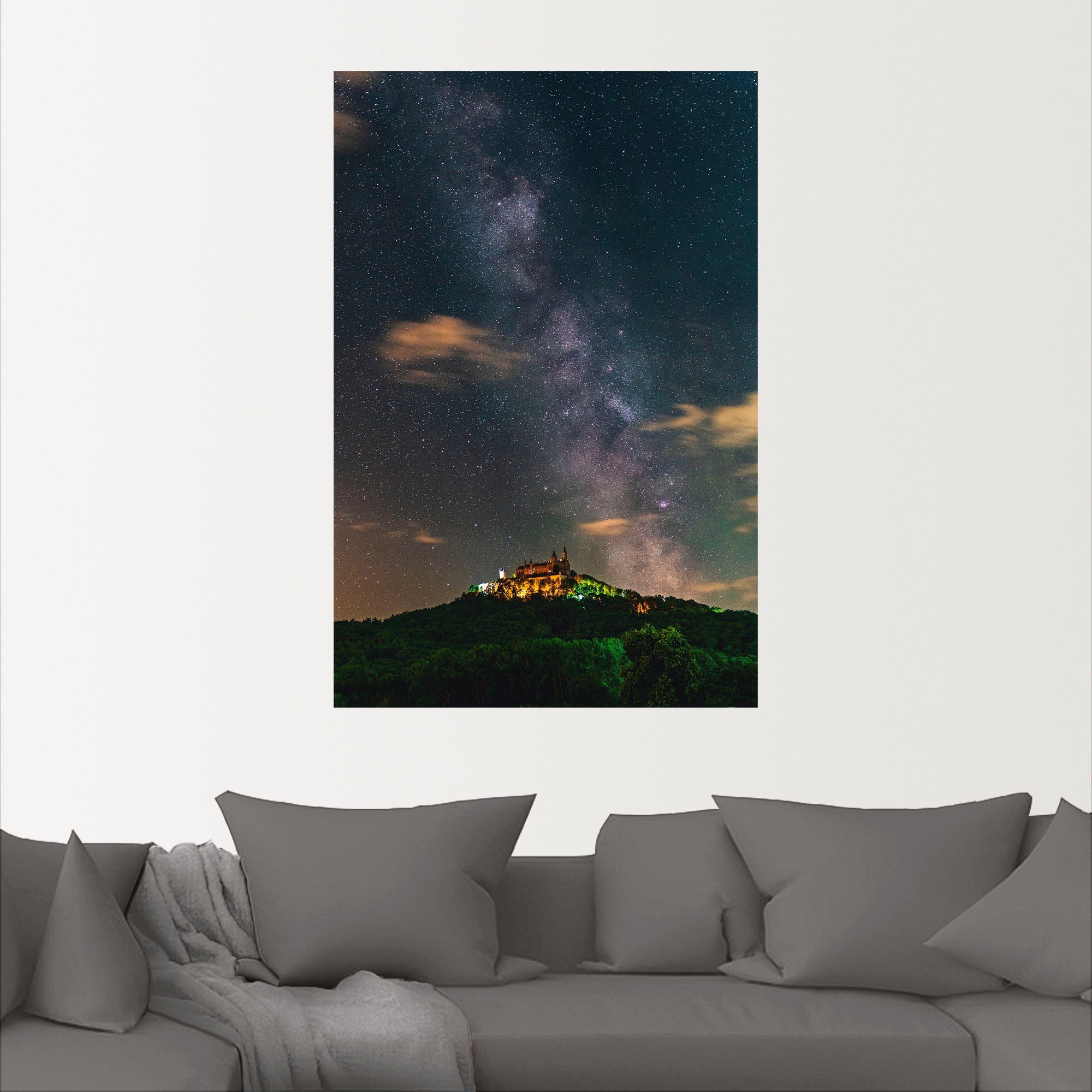 Artland Wandbild Milchstraße über der Bilder Sternenhimmel vom Leinwandbild, Hohenzollern, Größen versch. oder Wandaufkleber als (1 Alubild, St), in Poster Burg
