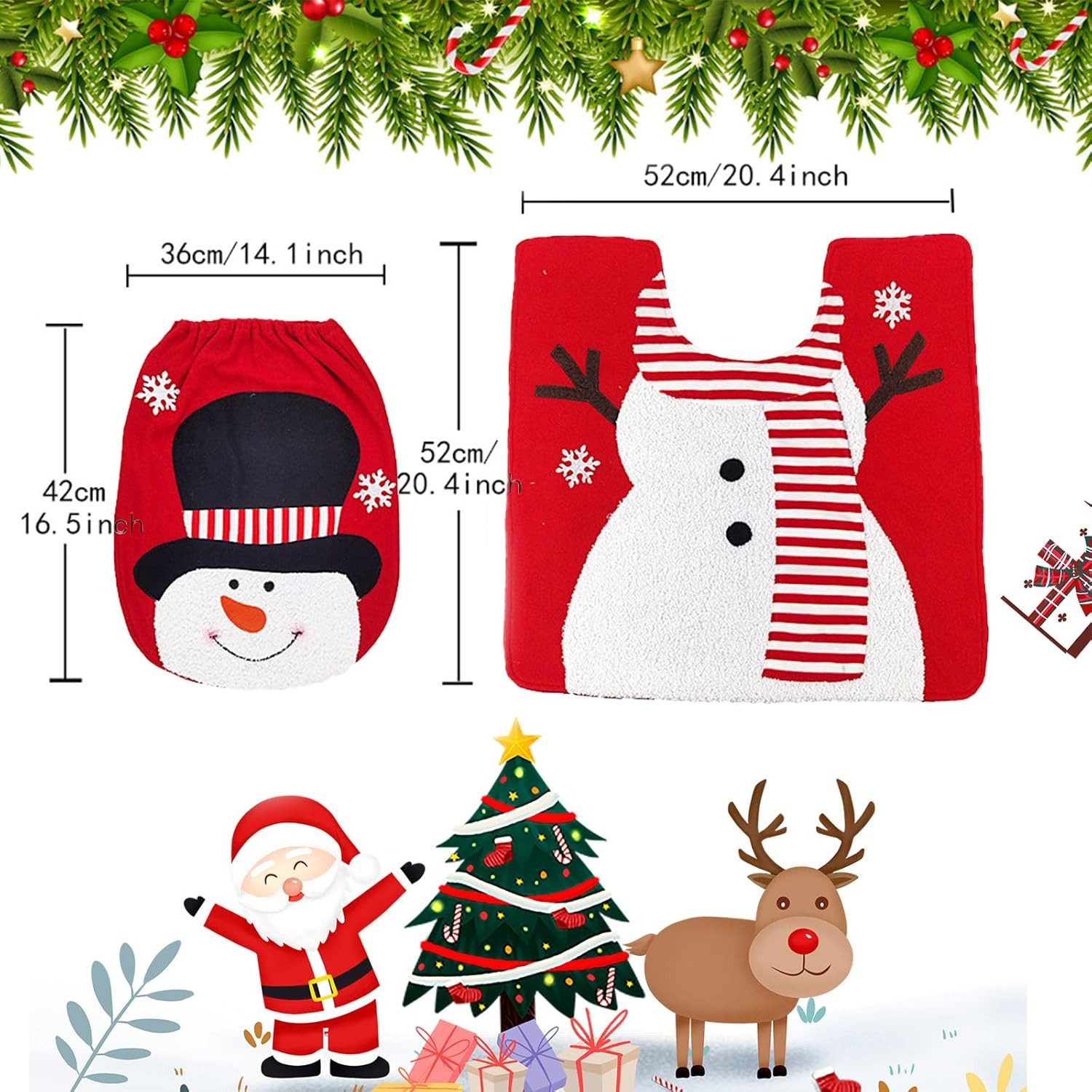 Coonoor WC-Deckelbezug 2 StückeToilettensitzbezug Weihnachten Teppich Set f günstig online kaufen