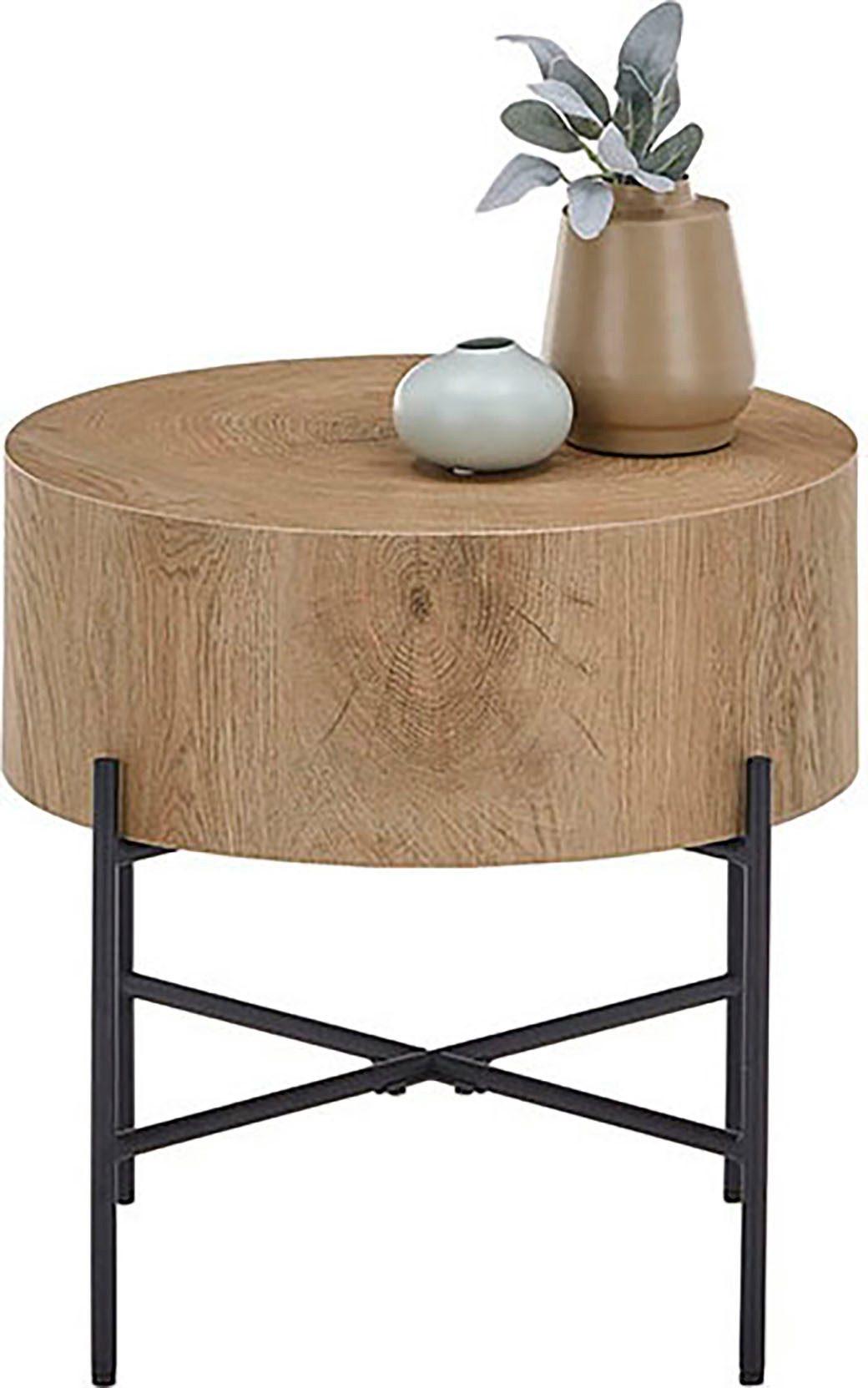 MCA furniture Couchtisch MANACOR, Eiche Nachbildung, schwarz matt mit Stellfüßen, belastbar 10 kg