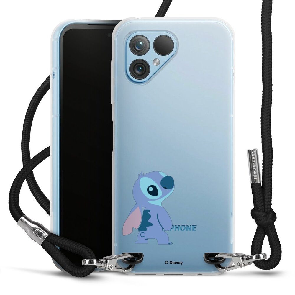 DeinDesign Handyhülle Lilo & Stitch Fanartikel Disney Stitch Smiling, Fairphone 5 Handykette Hülle mit Band Case zum Umhängen