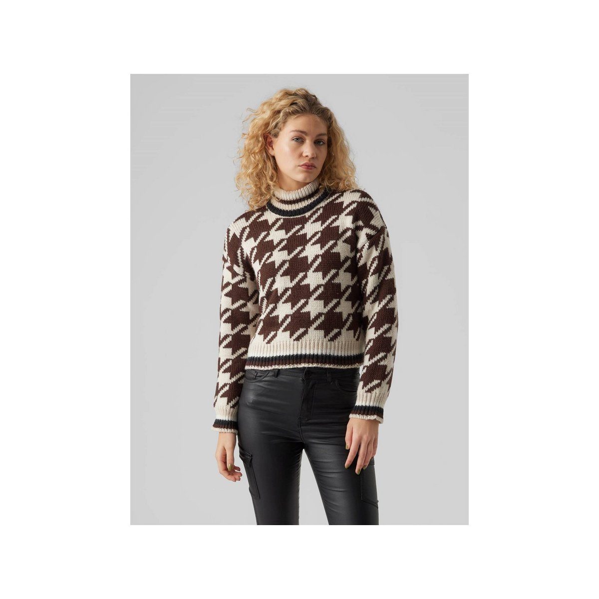 Vero Moda (1-tlg) Strickpullover braun