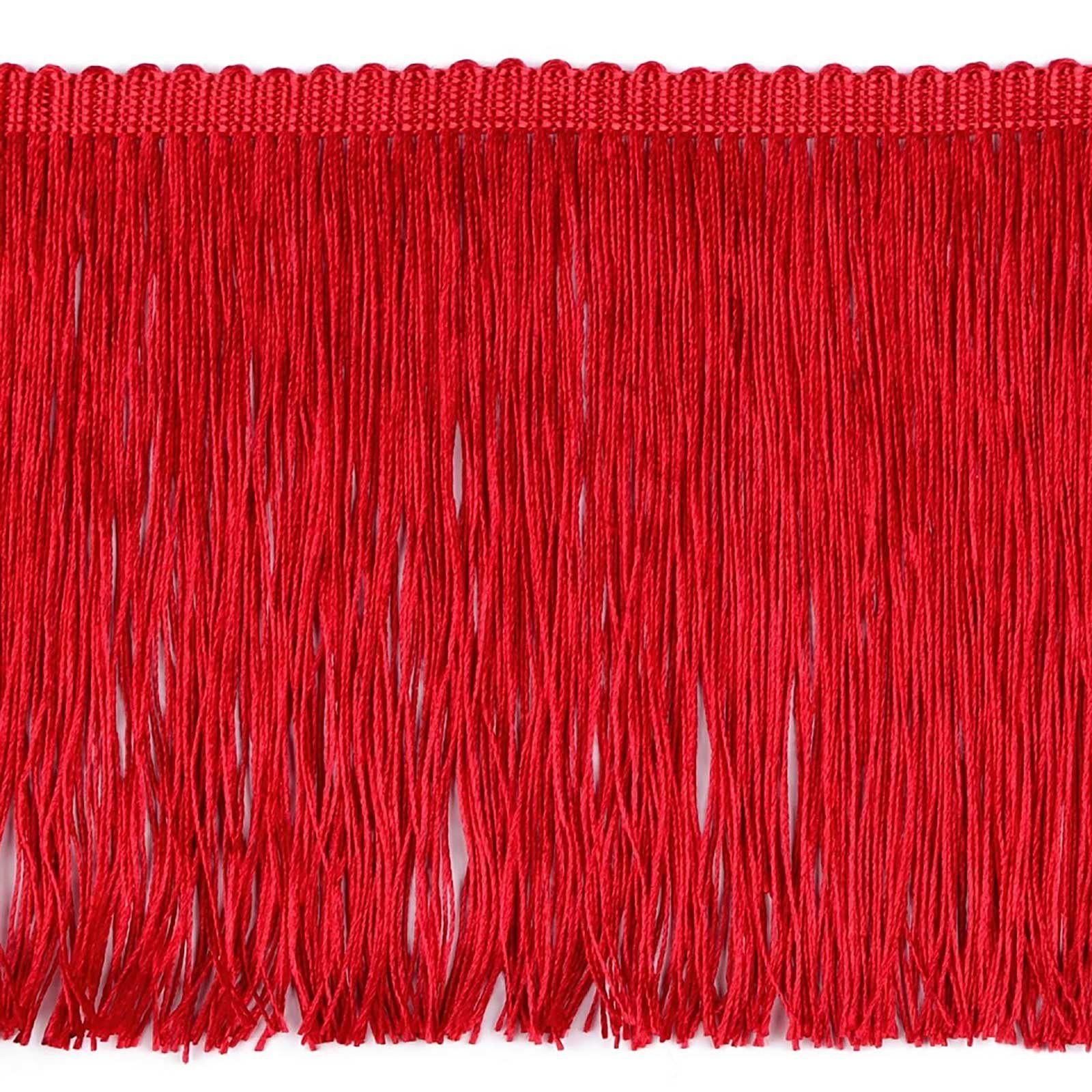 maDDma Webband Fransenborte extrabreit ab 1m Meterware 155mm Quastenborte Zierborte, rot