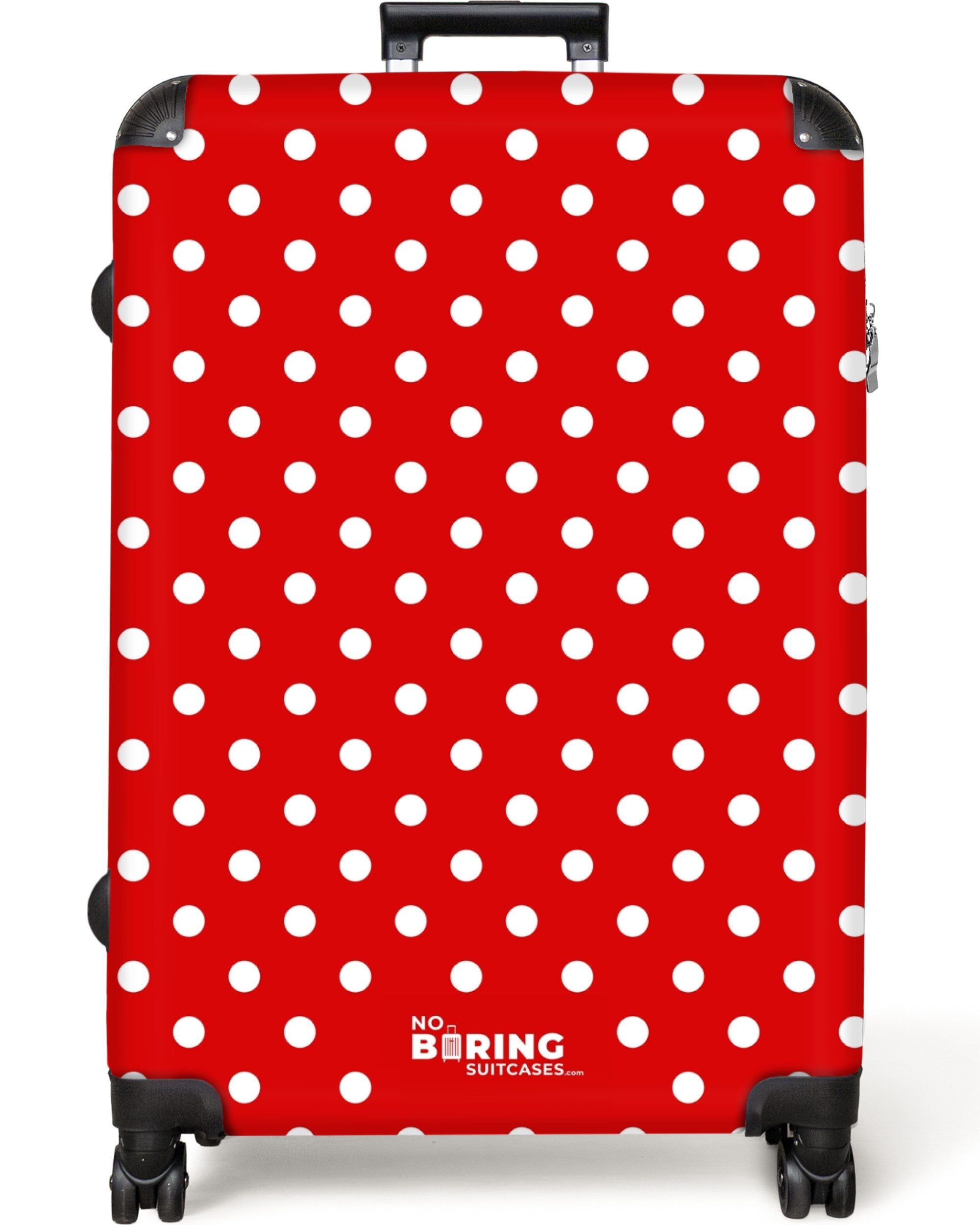 NoBoringSuitcases.com© Hartschalen-Trolley Weiße Punkte auf rotem günstig online kaufen