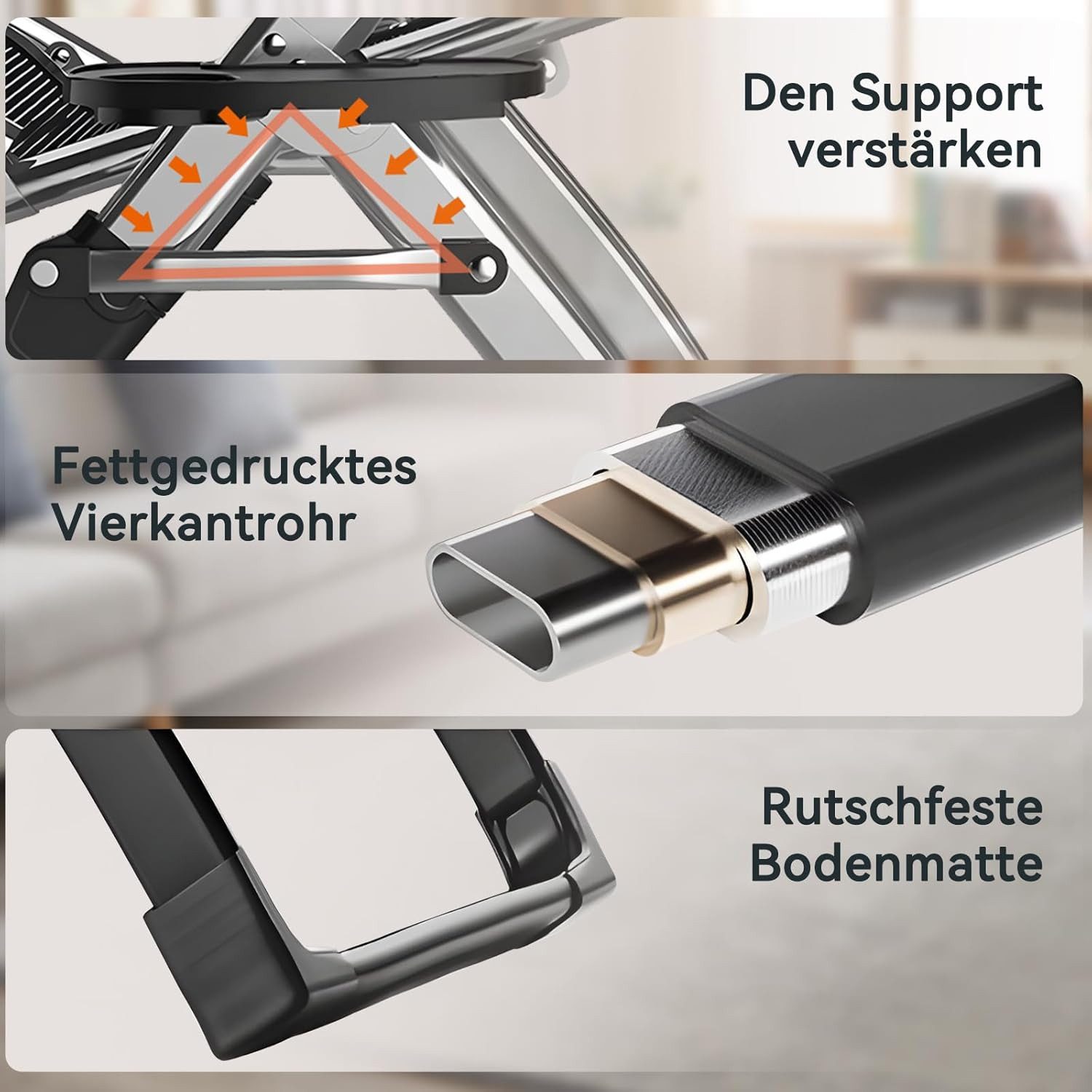 Meulbaty Klappstuhl Klappbar Gartenliege mit Polster Seitentasche, 150 kg Traglast, mit einem dickeren Rahmen und hochwertigen Materialien – Bild 4 von 5