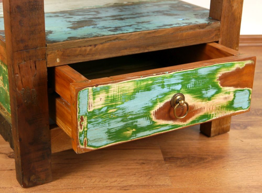 livasia Nachttisch Nachttisch aus Java, Teakholz, recyceltes Bootsholz 50x45x50cm