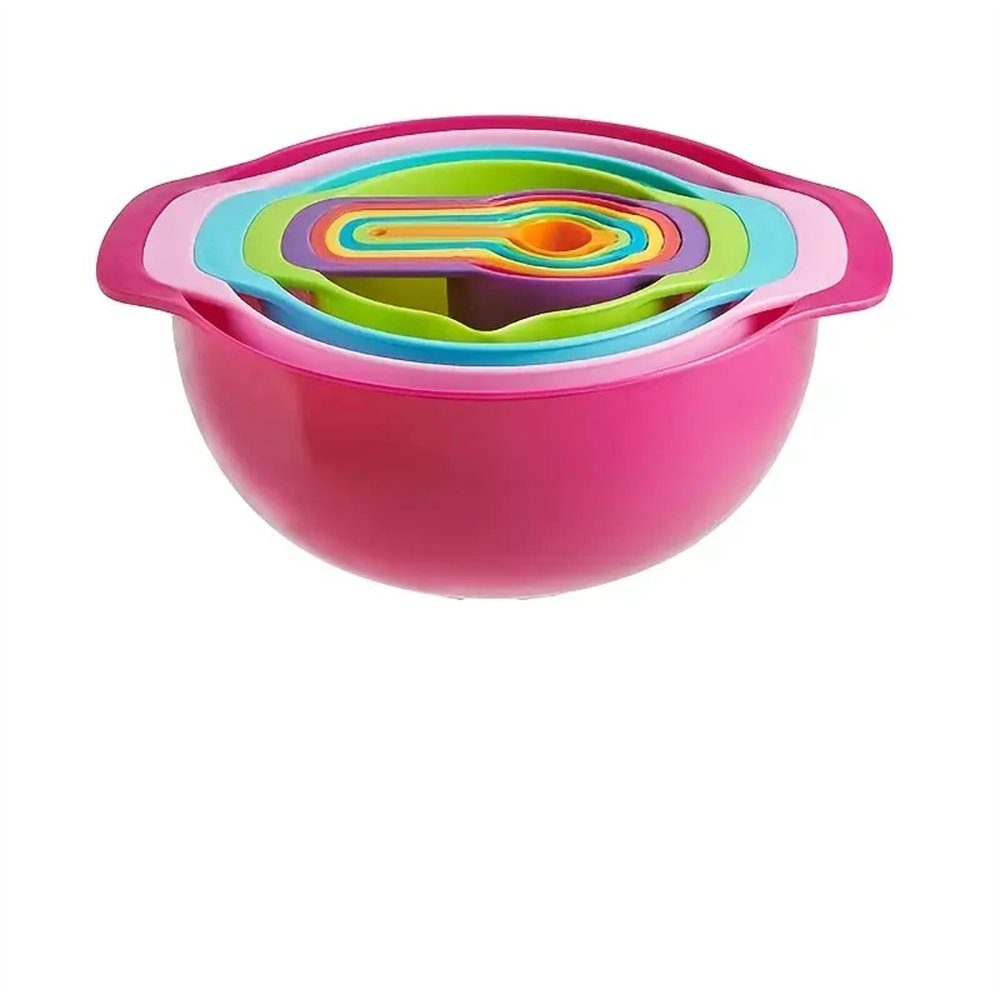 TUABUR Rührschüssel 10pcs Regenbogen-Salatschüssel-Set: Praktisches Küchenutensilien-Set, Plastik