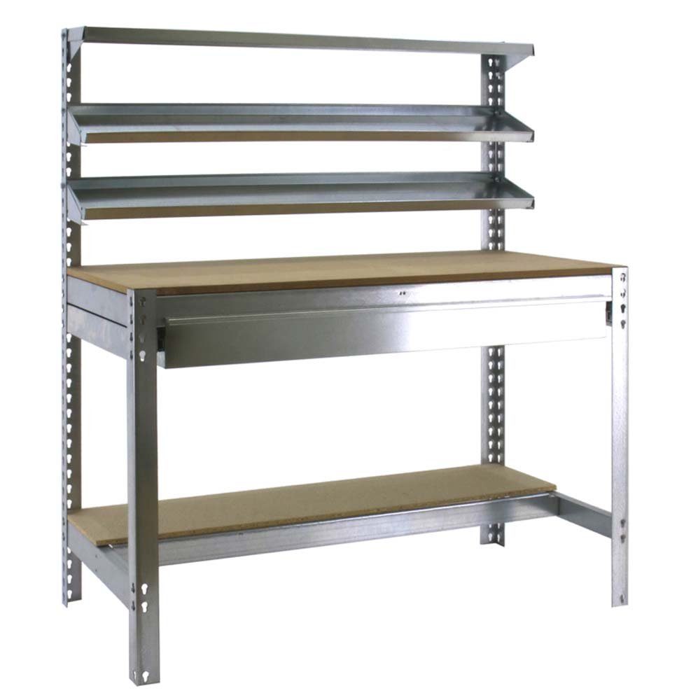 PROREGAL® Werkbank Werkbank Buffalo mit Frontablage und Schubfach, (3 verschiedene Größen (HxBxT 144,5 x 90/120/150 x 61/61/76cm), Traglast 600kg, Verschiedene Farben)