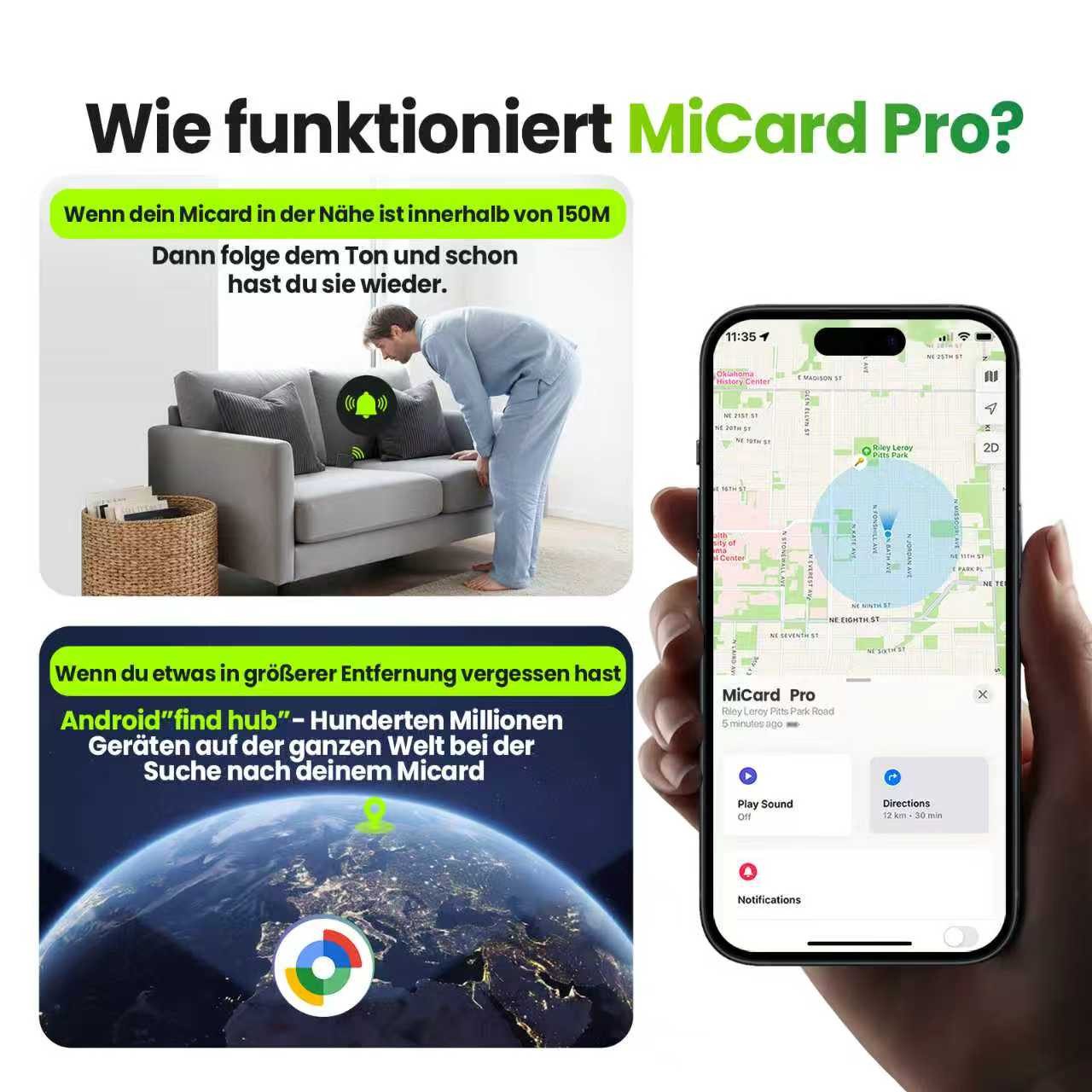 Mili Bluetooth Tracker Karte&Schlüsselfinder mit "Google Find My Device" GPS-Tracker (Wiederaufladbar & Ultra-Dünn für Geldbeutel & Passhülle,Kein Abo)