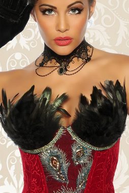 Andalous Dessous Corsage Burlesque-Corsage rot mit Federn (Set)