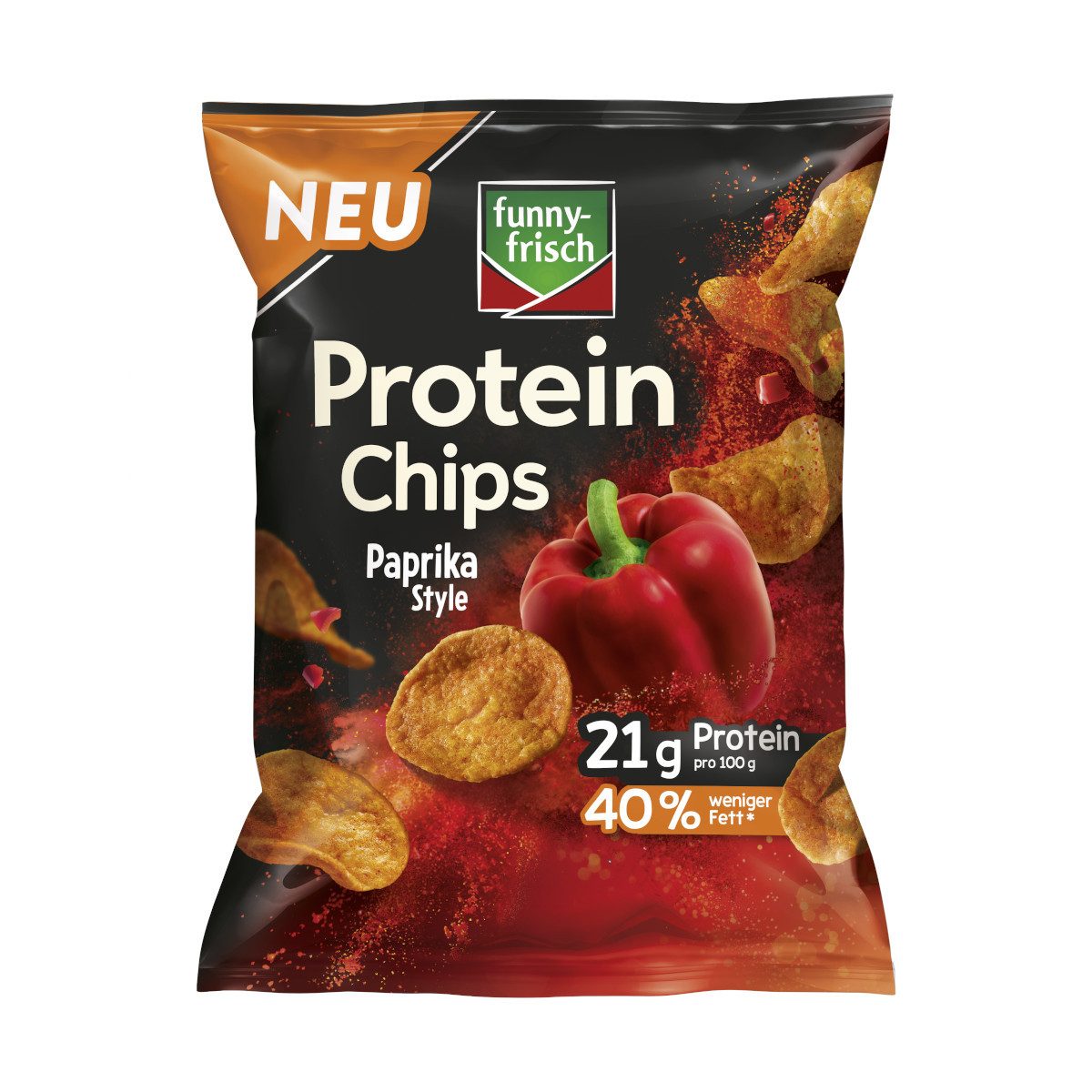 funny-frisch Knabberei, funny-frisch Chipsfrisch Protein Chips Paprika Packung 90g