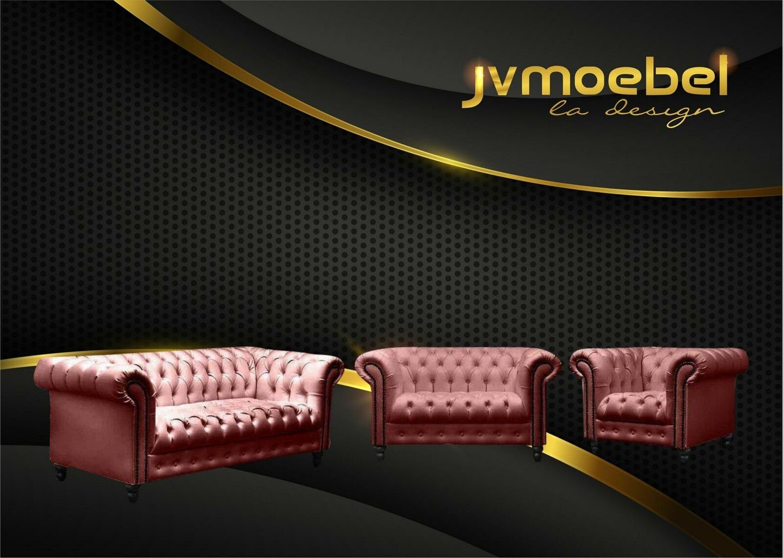 JVmoebel Sofa, Wohnzimmer Chesterfield Design Sofagarnitur Möbel Couch Rot