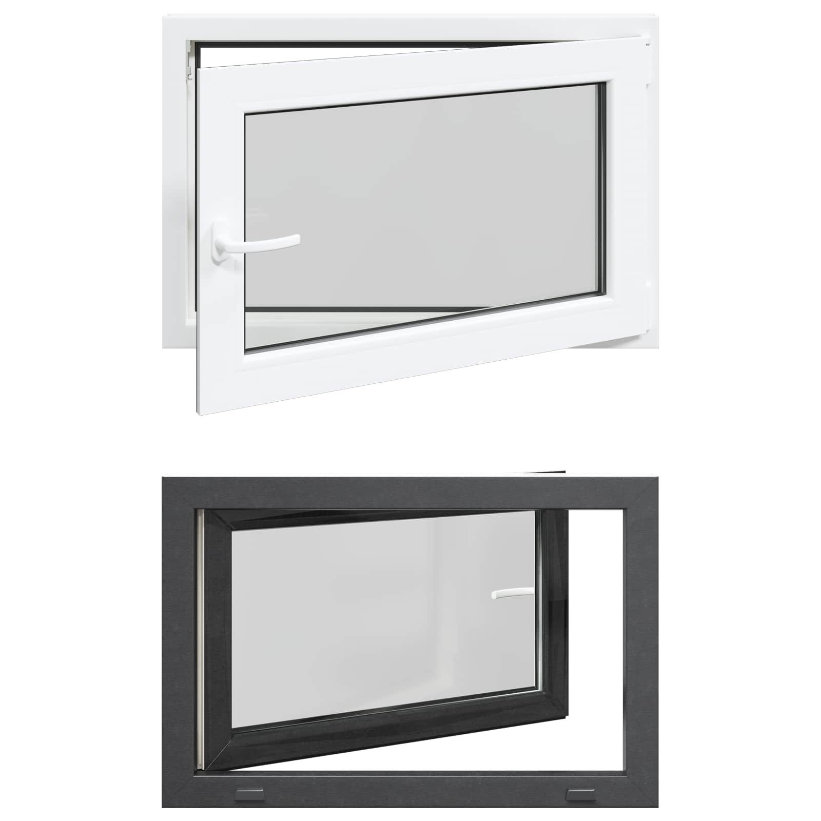 vidaXL Fenster Kellerfenster Innenseite Farbe Weiß RISOR 90 x 50 cm, (1 St)