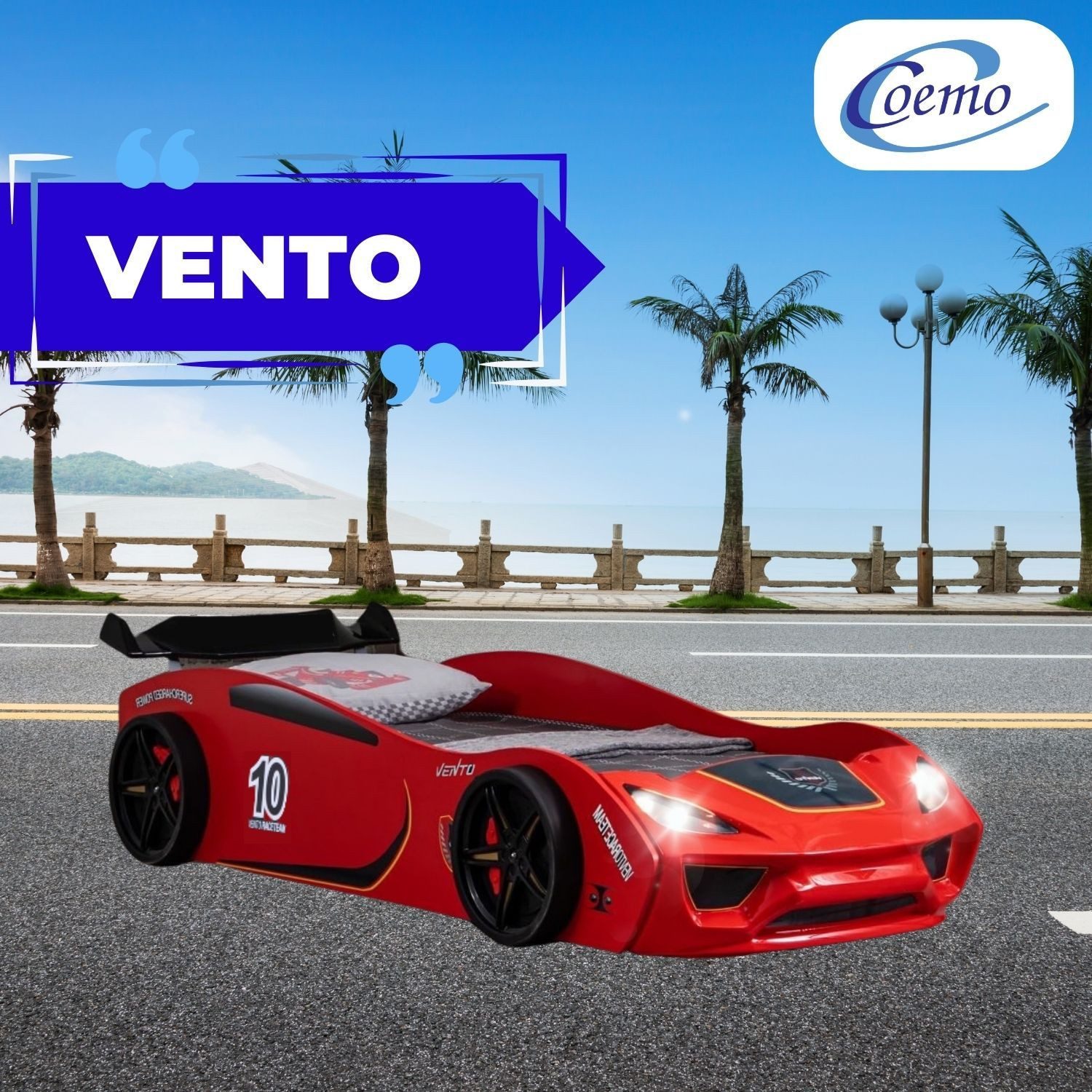 Coemo Autobett VENTO (Komplett-Set Bett und Lattenrost), Rot Autobett 90x20 günstig online kaufen