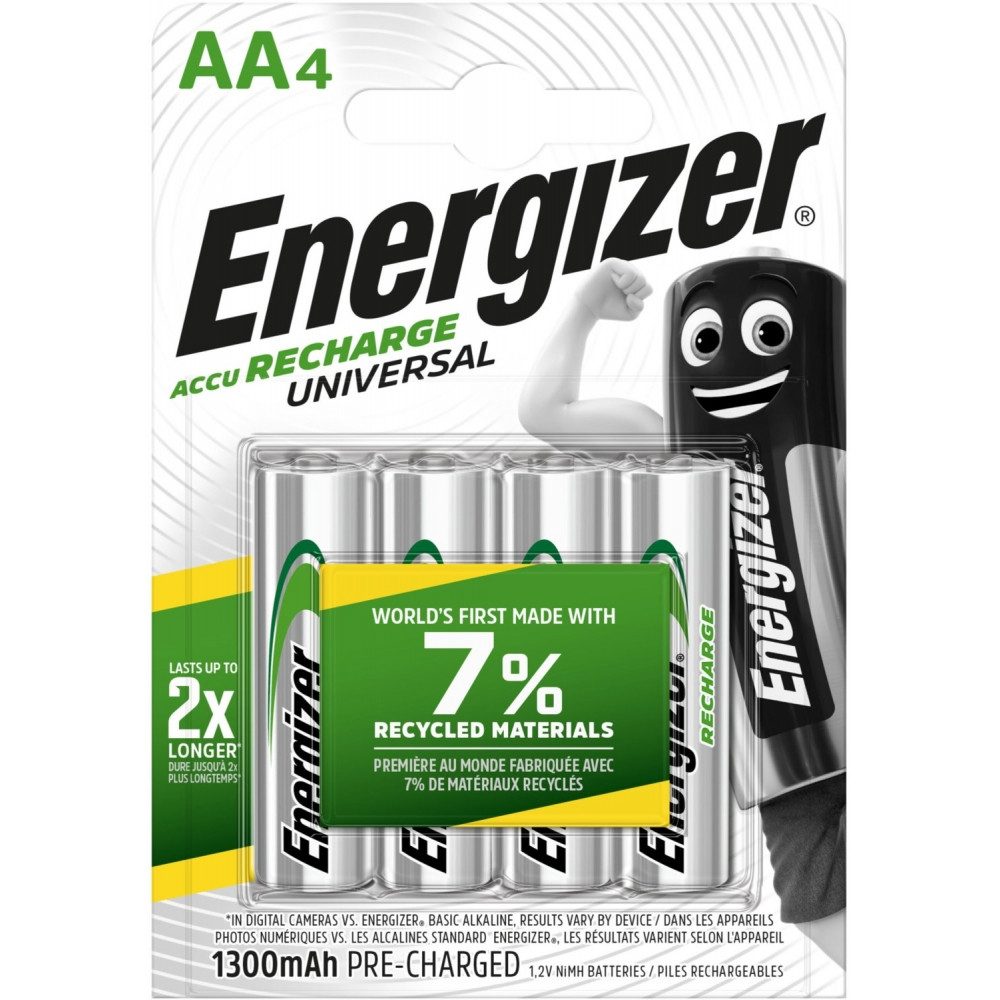 Energizer Energizer NiMH AA Akku 1300mAh 4er Blister Akku-Set Energizer NiMH Universal AA 1300mAh Akku, Hohe Kapazität von 1300mAh