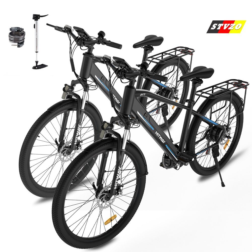 HITWAY E-Bike E-Bike Elektrofahrrad 26 Zoll Pedelec E-Citybike mit 36V  12Ah, 35-90km Pedalassistenzmodus Shimano 7 Gängen