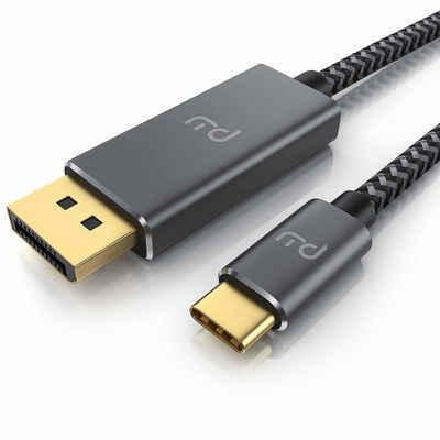 Primewire Audio- & Video-Kabel, USB Typ C, Displayport, USB Typ C Stecker, DP Stecker (100 cm), USB Typ C zu Display Port Konverterkabel Adapterkabel mit Stoffummantelung 8K 7680 × 4320 @ 30 Hz