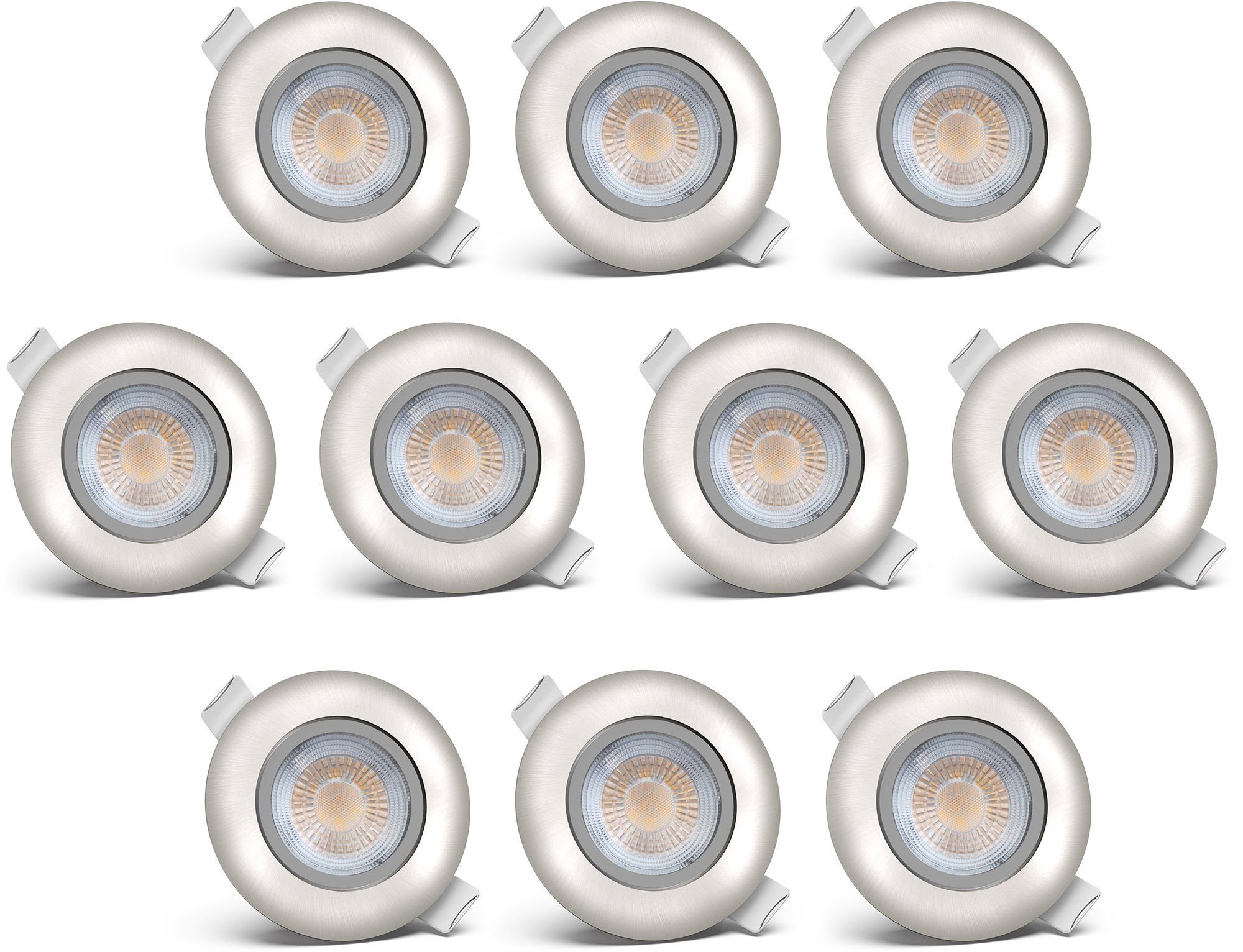 Deckenleuchten SET Volantis, 450lm B.K.Licht Einbauspots Warmweiß, integriert, Spots Einbauleuchte fest LED inkl.5W Einbaustrahler LED LED