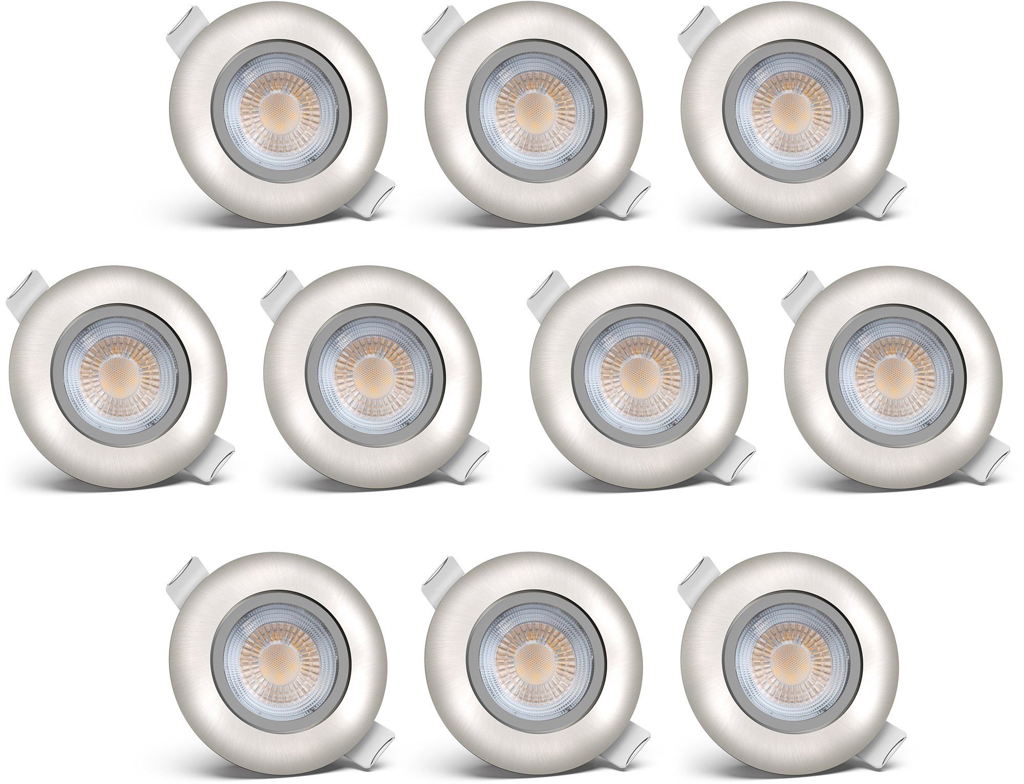 B.K.Licht LED Einbauleuchte Volantis, LED 450lm Einbaustrahler LED Spots Deckenleuchten integriert, Einbauspots fest SET Warmweiß, inkl.5W