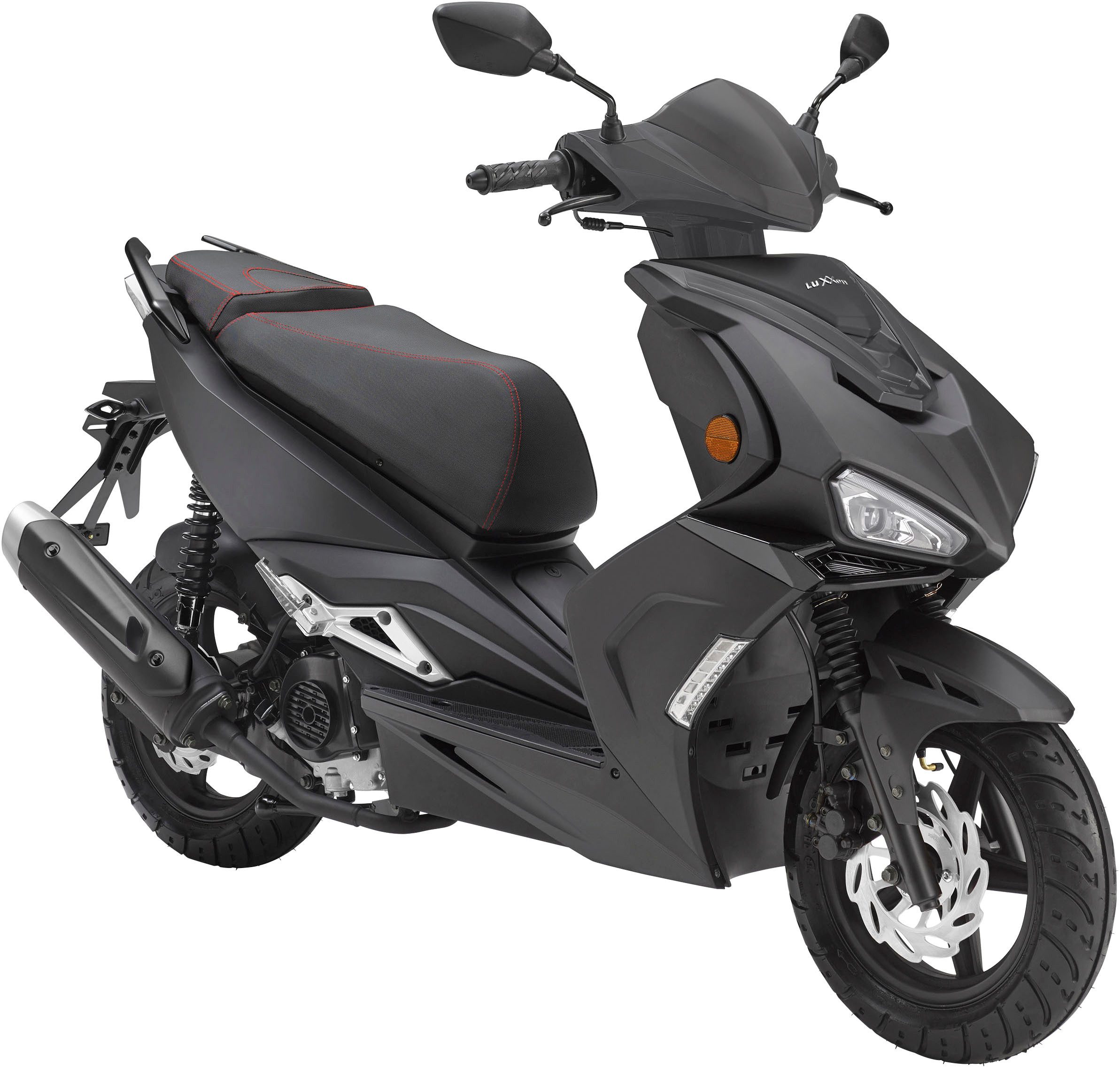 Luxxon Motorroller F18, 50 ccm, 45 km/h, Euro 5, (abschließbares Staufach), 2 Sitzplätze, für Erwachsene, Sportliches Design, 4-Takt Motor