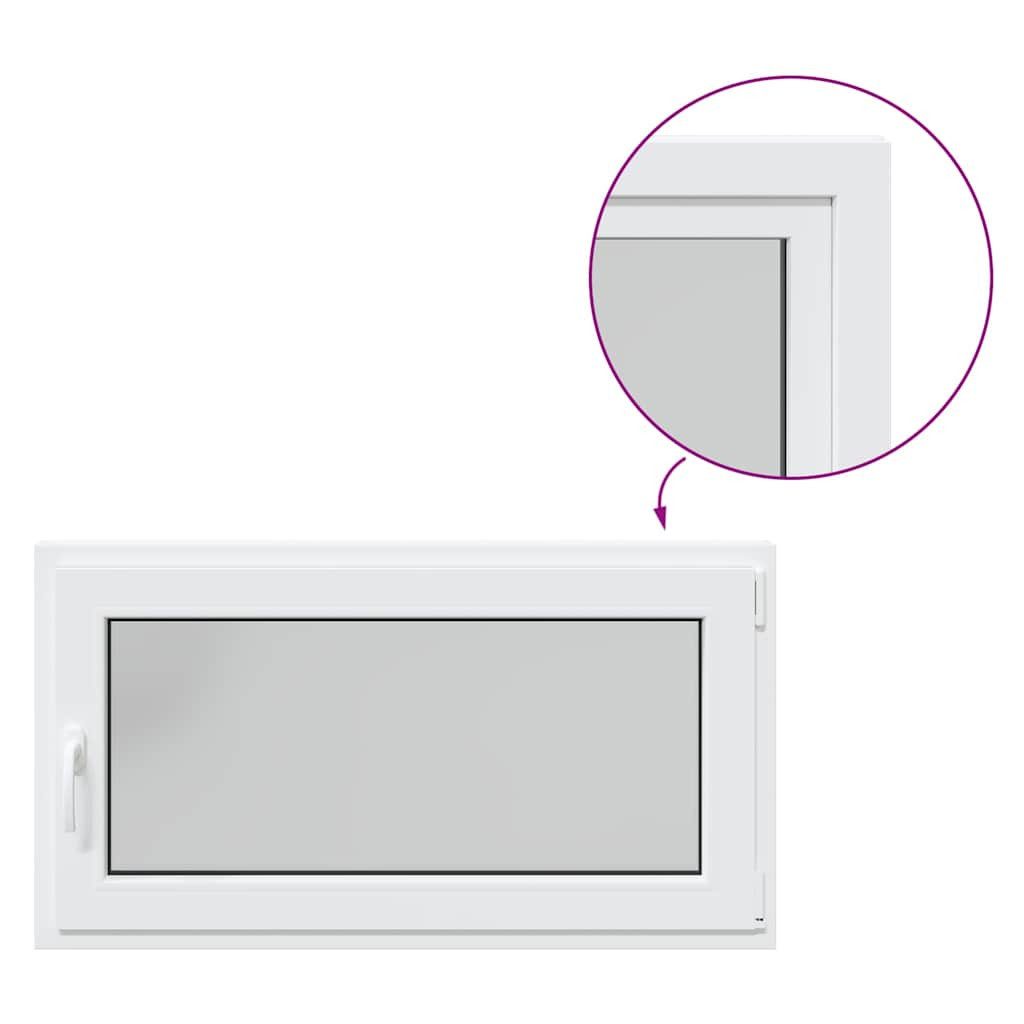 vidaXL Fenster Kellerfenster RISOR Kunststoff Dreh Kipp weiß PVC und Glas