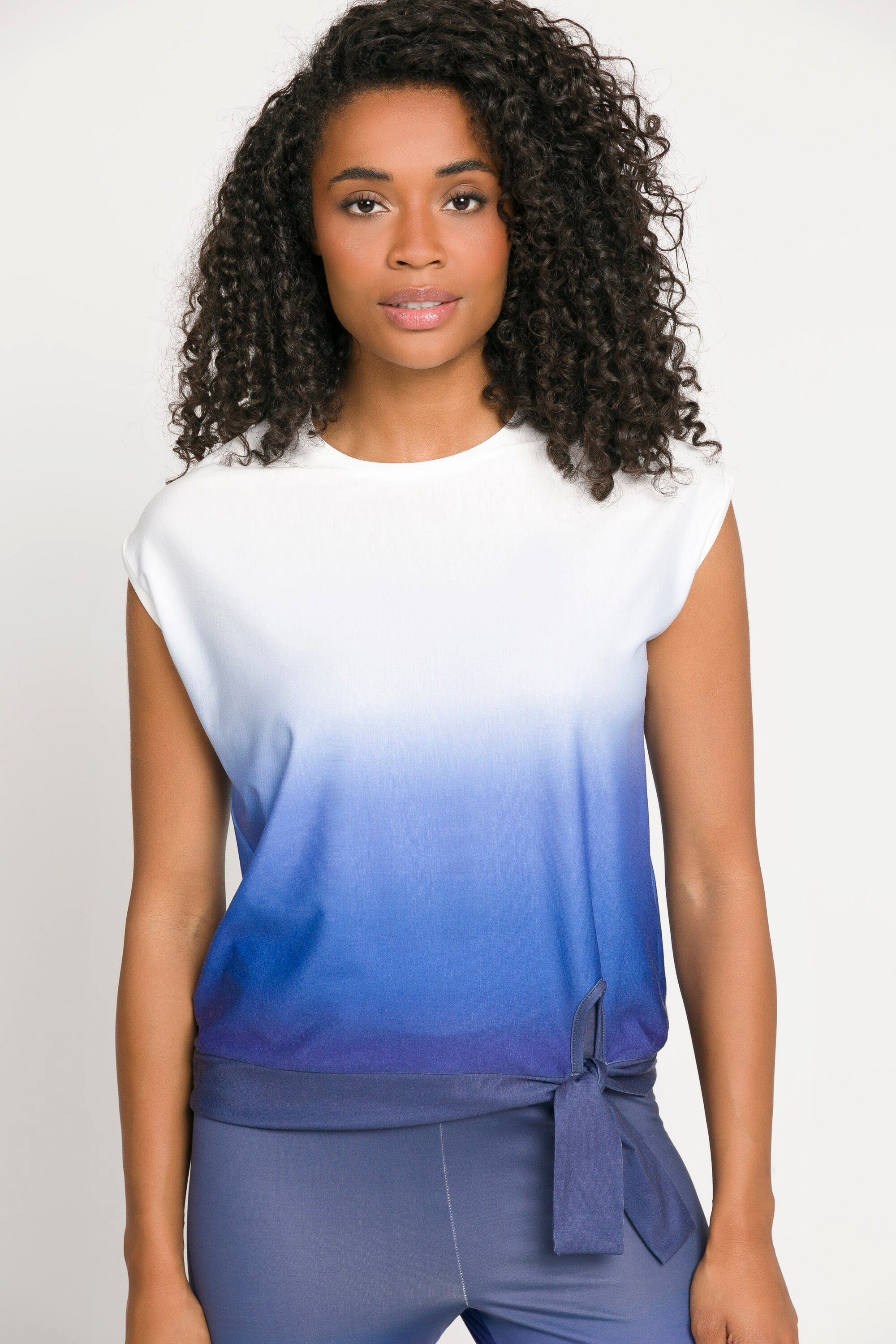 Laura Rundhalsshirt Yoga-T-Shirt Farbverlauf Rundhals Gina Saumknoten